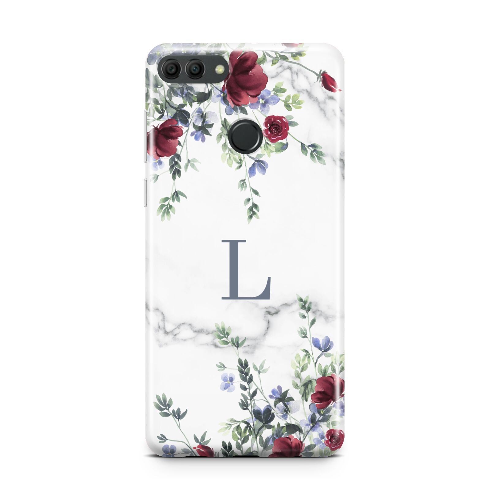 Floral Marble Monogram Personalised Huawei Y9 2018