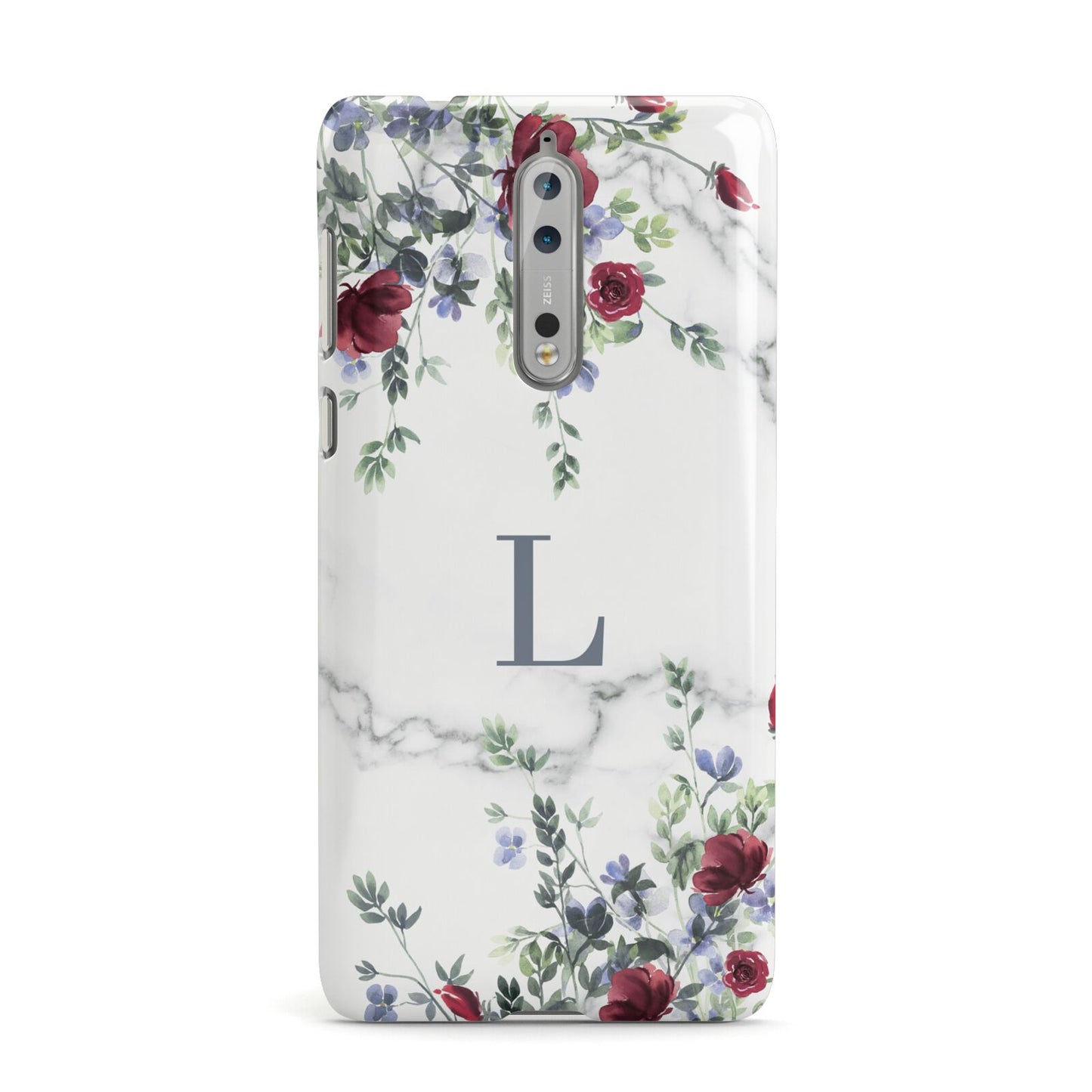 Floral Marble Monogram Personalised Nokia Case