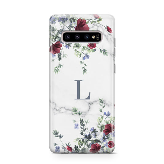 Floral Marble Monogram Personalised Protective Samsung Galaxy Case