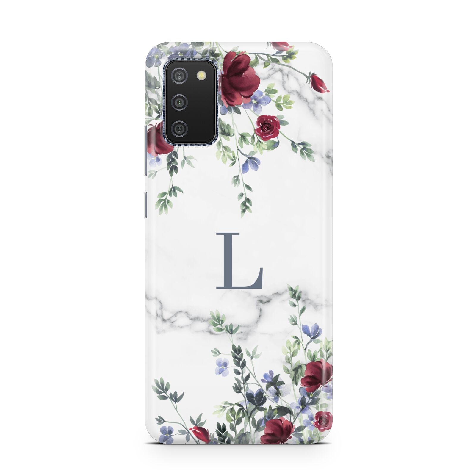 Floral Marble Monogram Personalised Samsung A02s Case