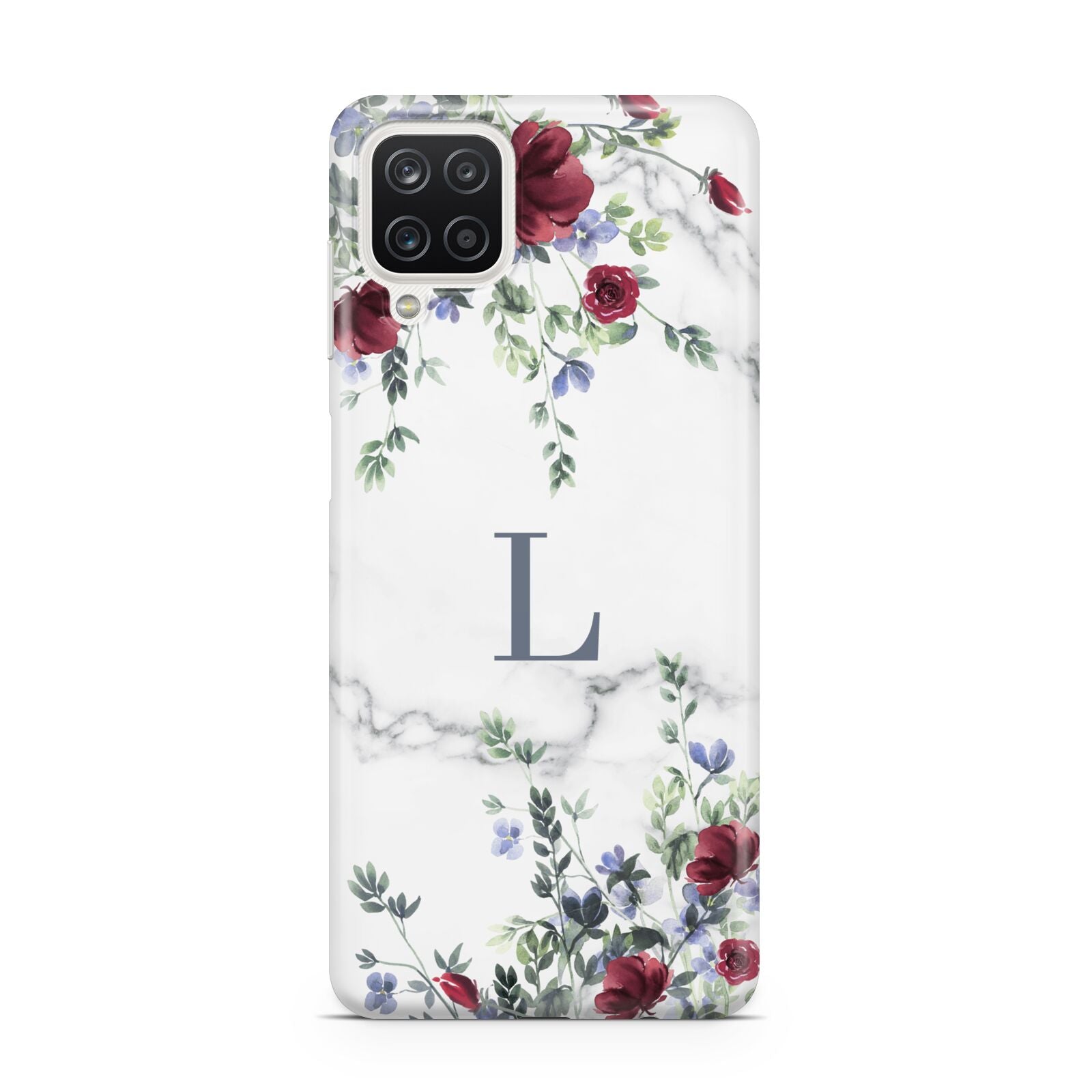 Floral Marble Monogram Personalised Samsung A12 Case