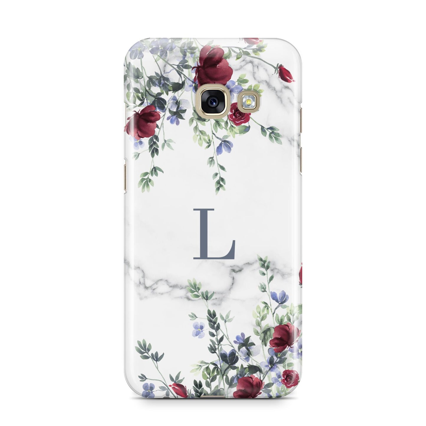 Floral Marble Monogram Personalised Samsung Galaxy A3 2017 Case on gold phone