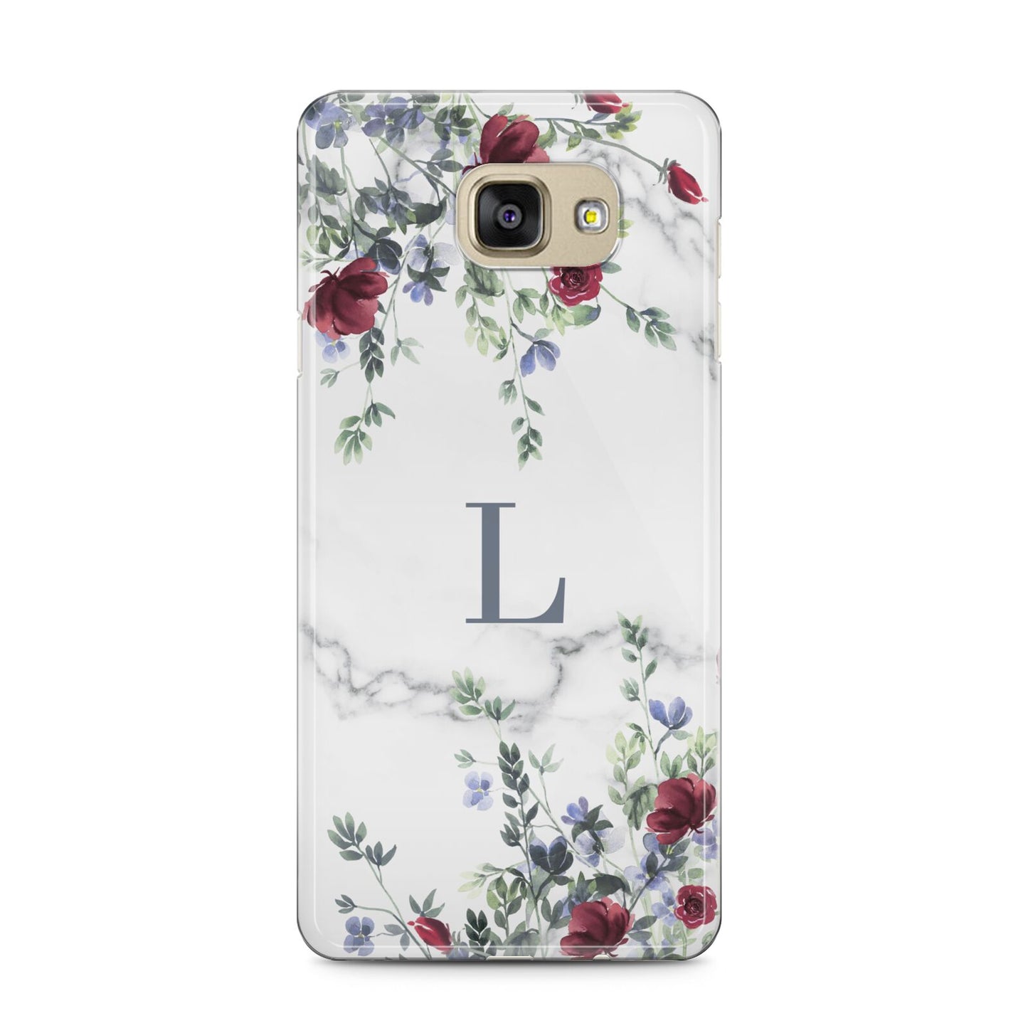 Floral Marble Monogram Personalised Samsung Galaxy A5 2016 Case on gold phone