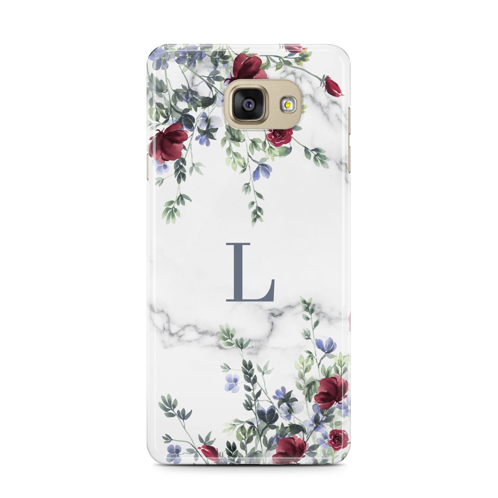 Floral Marble Monogram Personalised Samsung Galaxy A7 2016 Case on gold phone