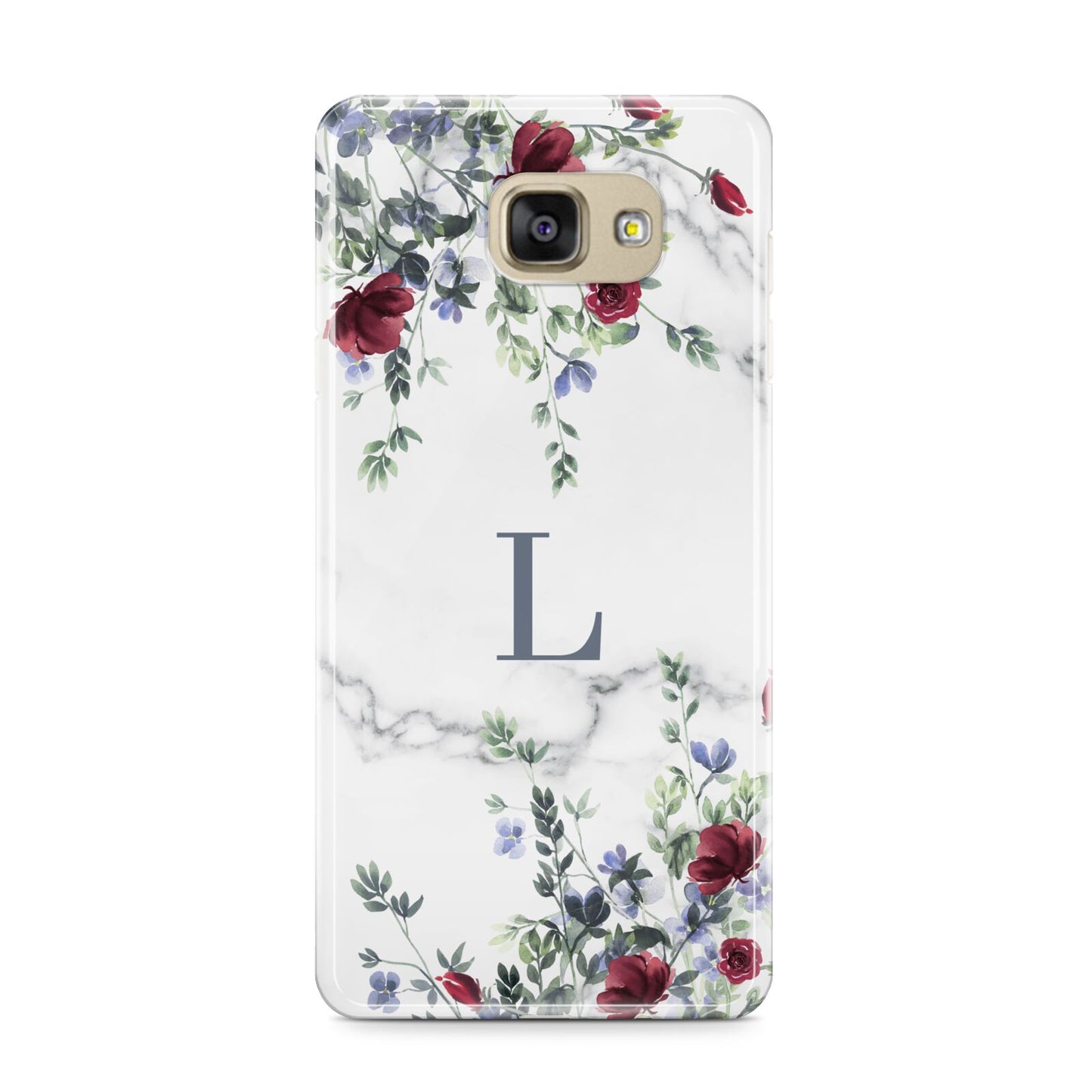 Floral Marble Monogram Personalised Samsung Galaxy A9 2016 Case on gold phone