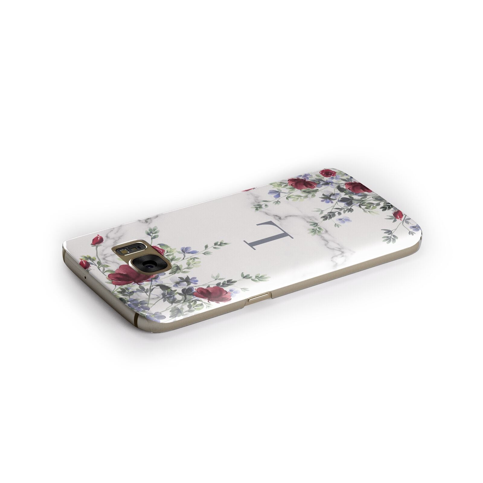 Floral Marble Monogram Personalised Samsung Galaxy Case Side Close Up