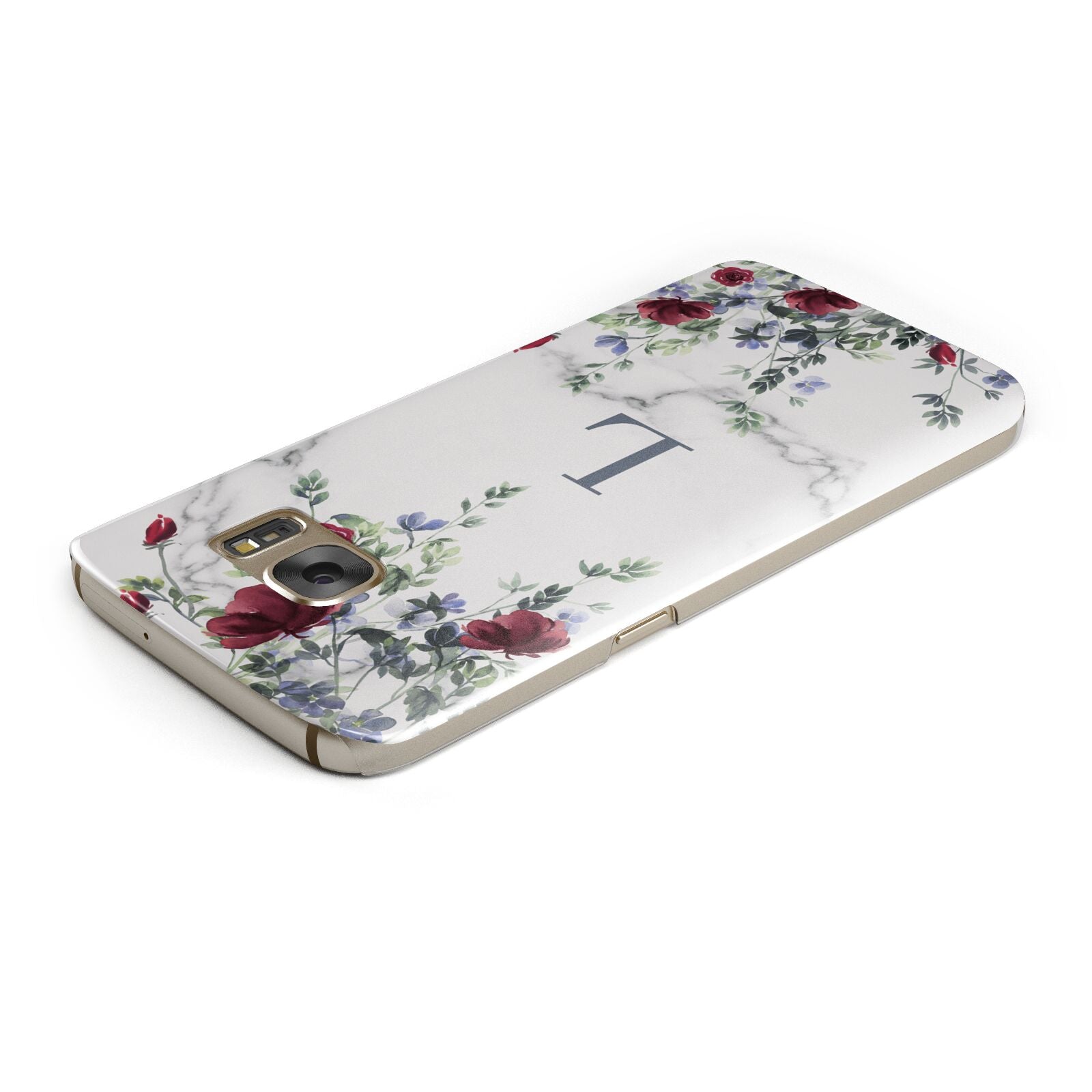 Floral Marble Monogram Personalised Samsung Galaxy Case Top Cutout