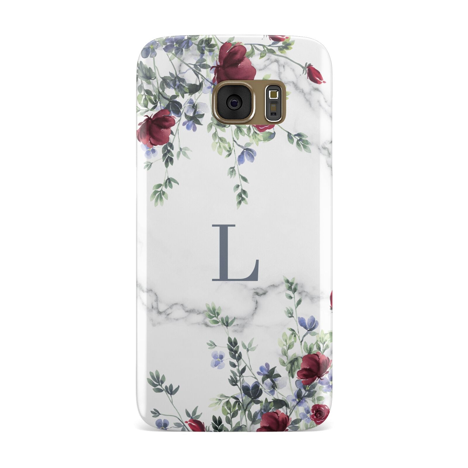 Floral Marble Monogram Personalised Samsung Galaxy Case