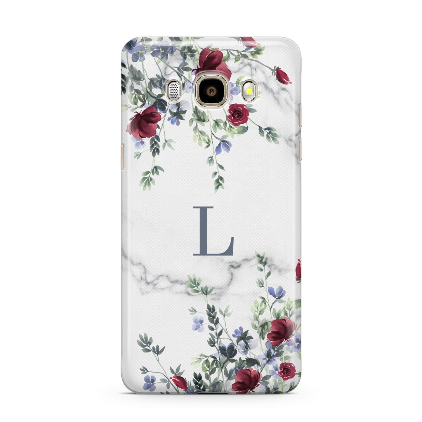 Floral Marble Monogram Personalised Samsung Galaxy J7 2016 Case on gold phone