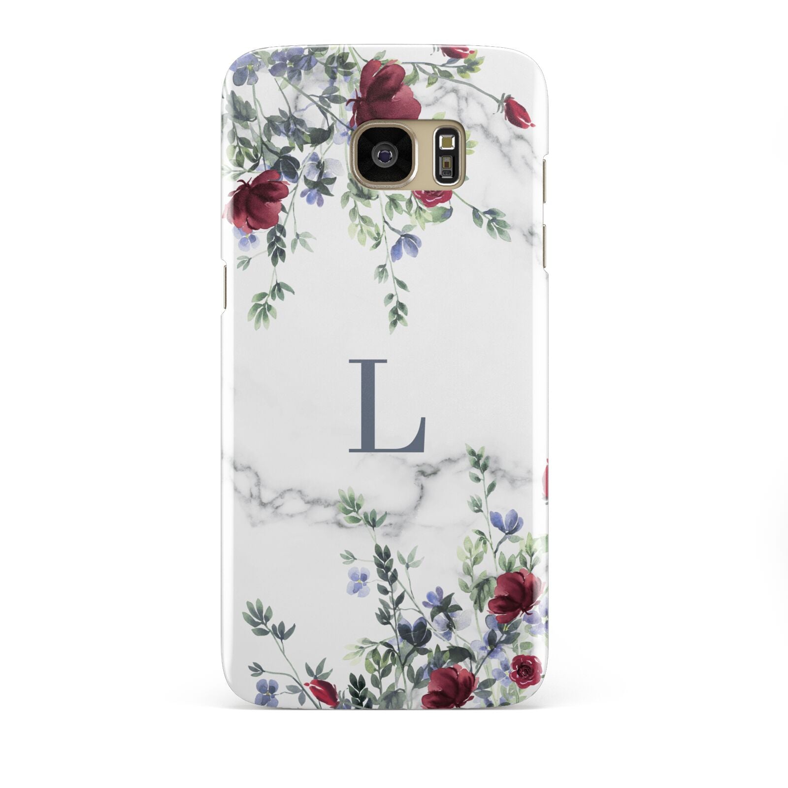 Floral Marble Monogram Personalised Samsung Galaxy S7 Edge Case