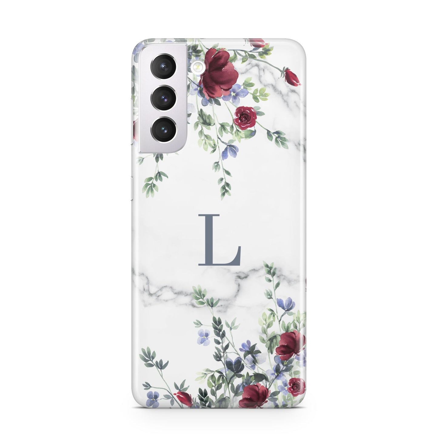 Floral Marble Monogram Personalised Samsung S21 Case