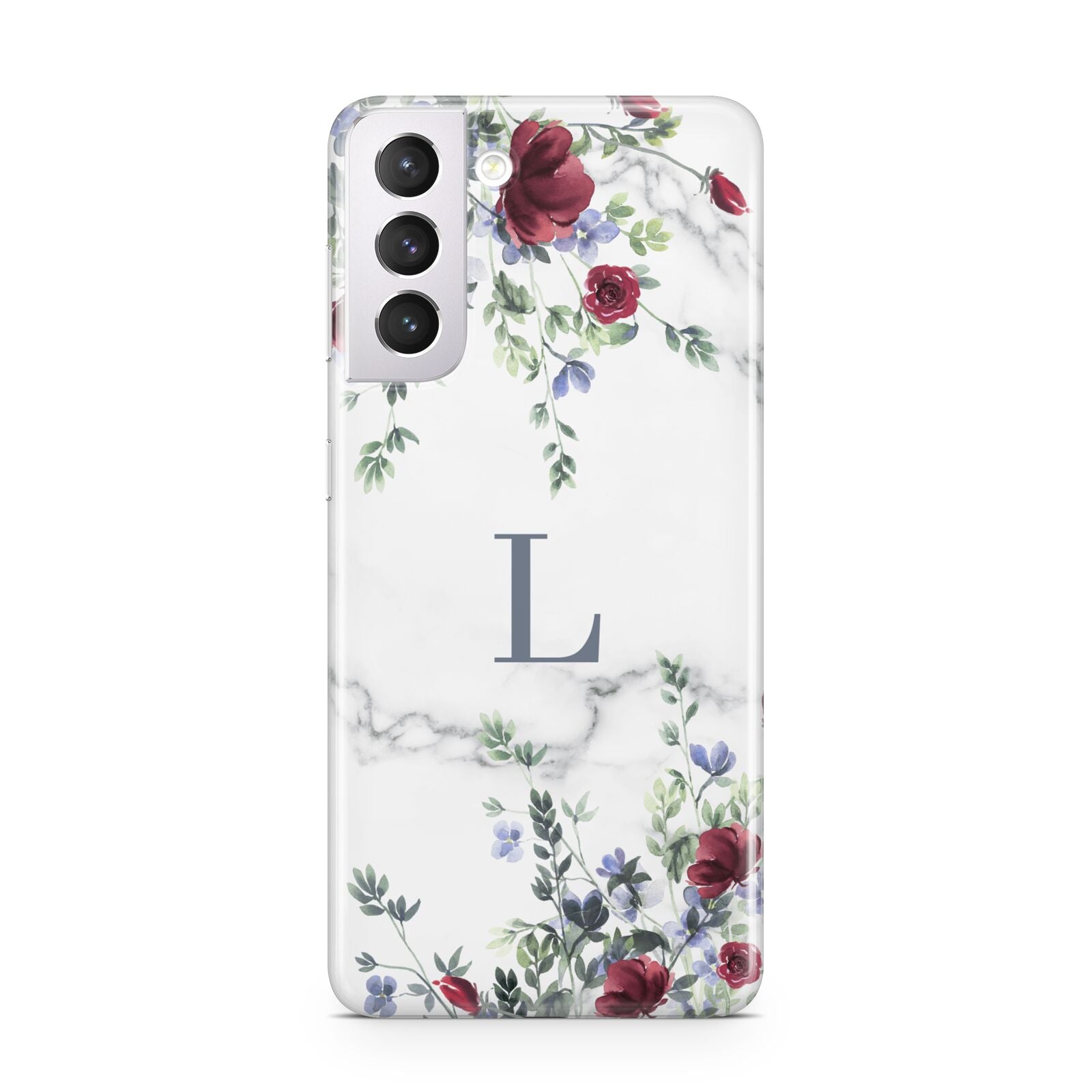 Floral Marble Monogram Personalised Samsung S21 Case