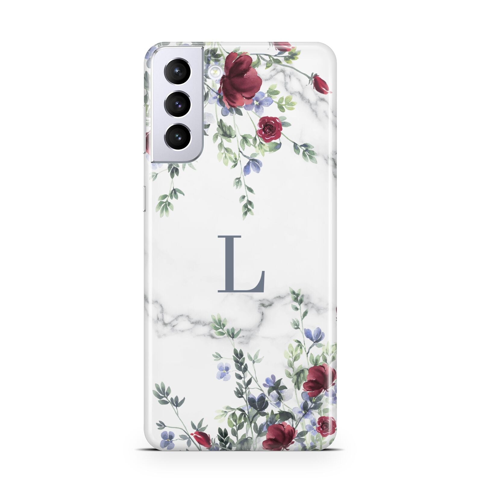 Floral Marble Monogram Personalised Samsung S21 Plus Case