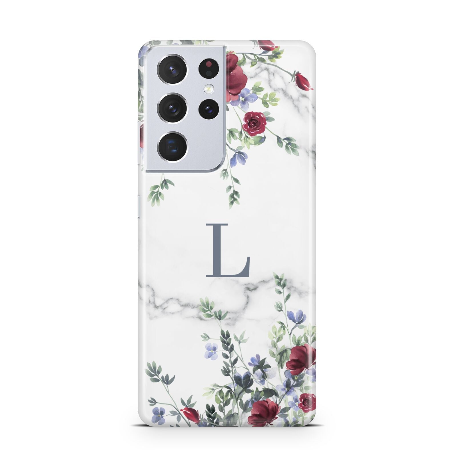 Floral Marble Monogram Personalised Samsung S21 Ultra Case