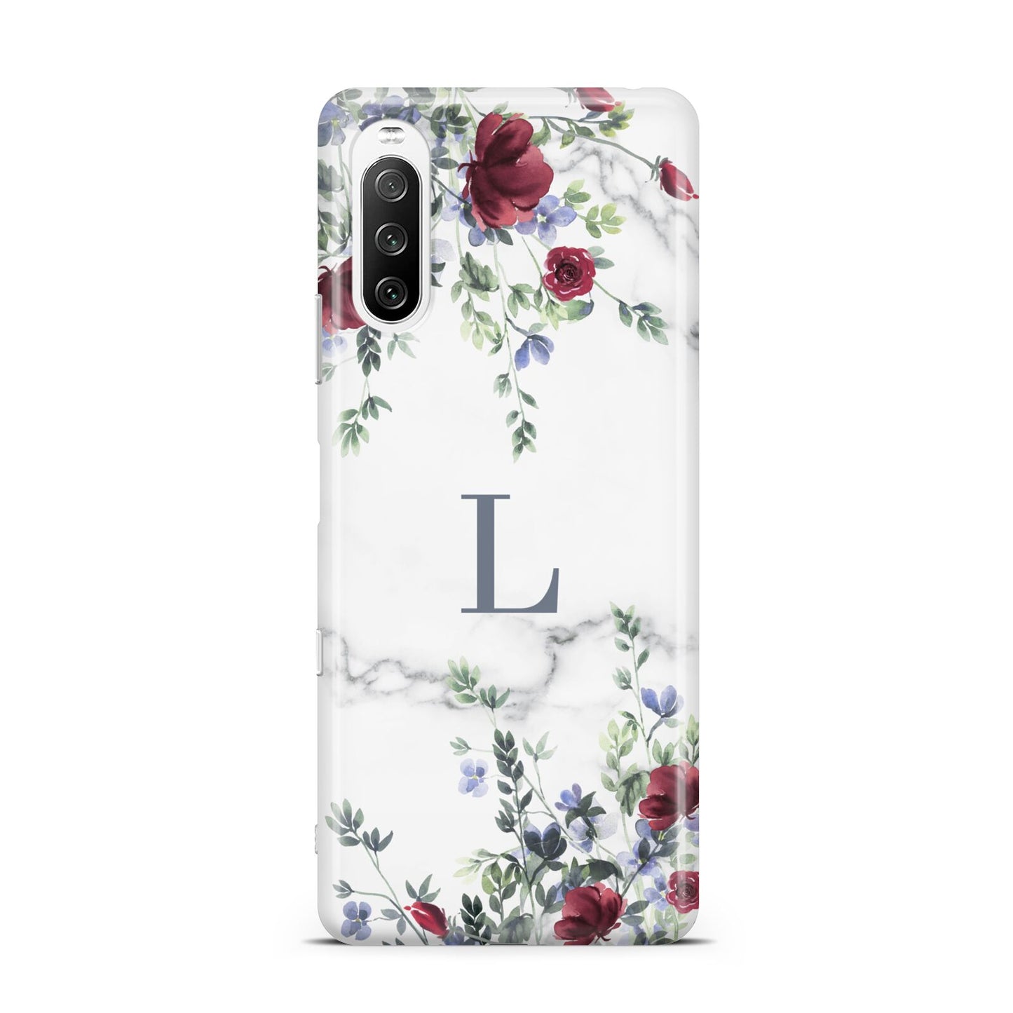 Floral Marble Monogram Personalised Sony Xperia 10 III Case