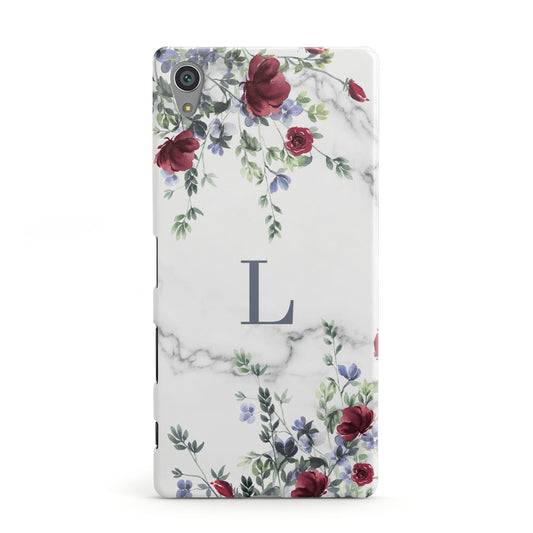 Floral Marble Monogram Personalised Sony Xperia Case