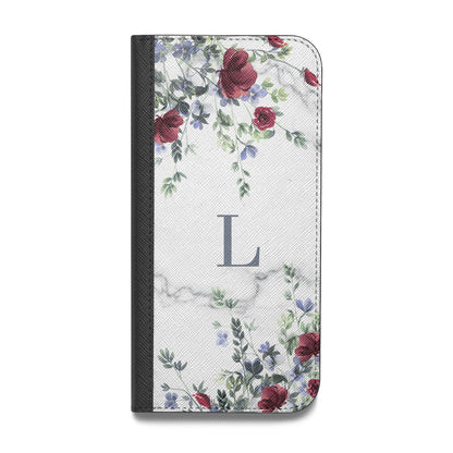 Floral Marble Monogram Personalised Vegan Leather Flip iPhone Case