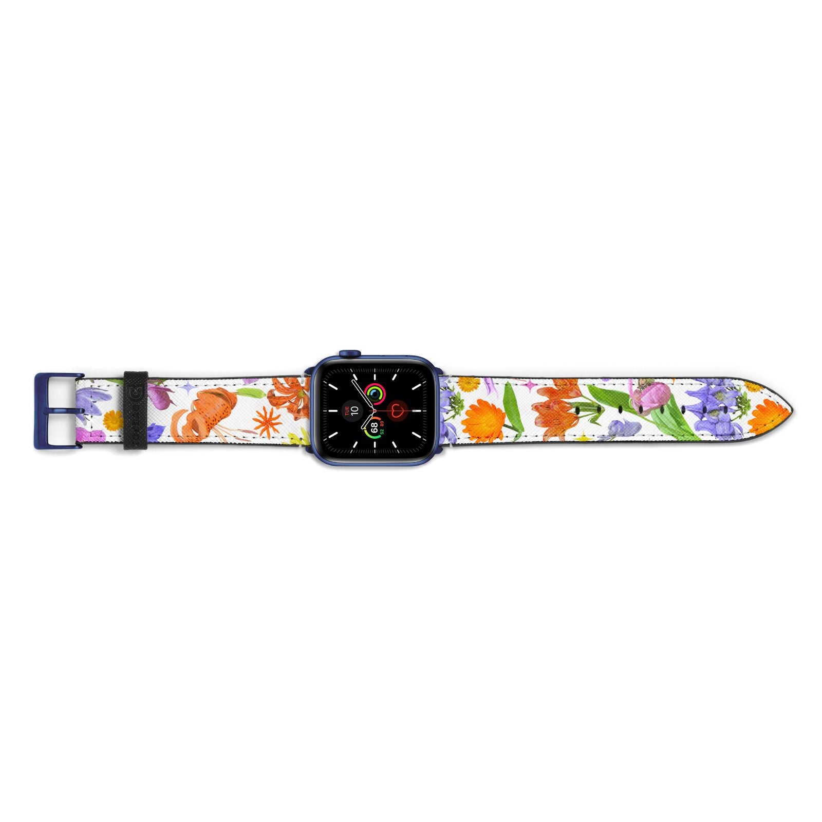 Floral Mix Apple Watch Strap Landscape Image Blue Hardware