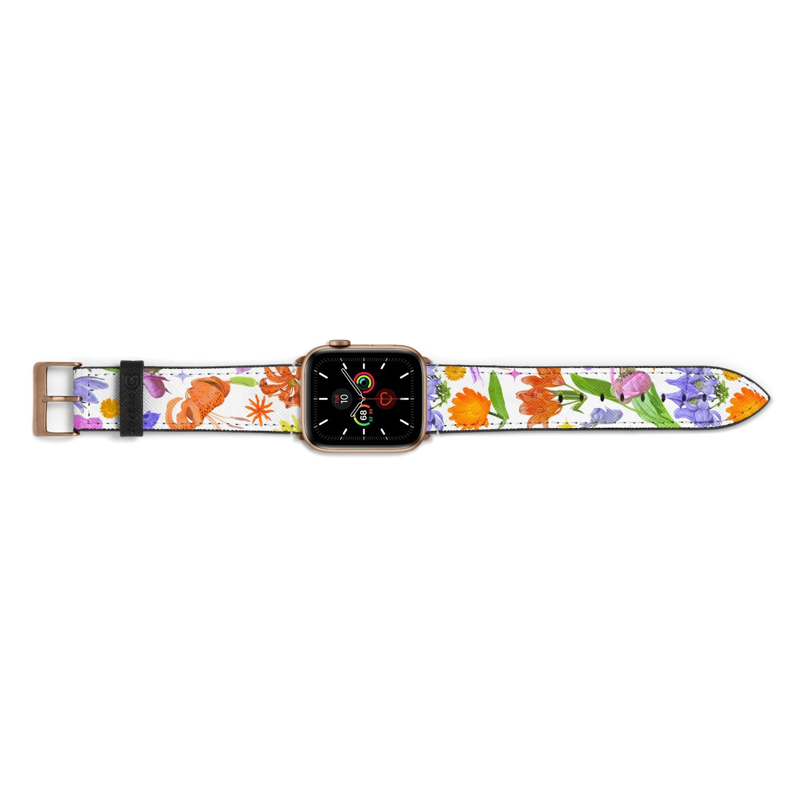 Floral Mix Apple Watch Strap Landscape Image Gold Hardware