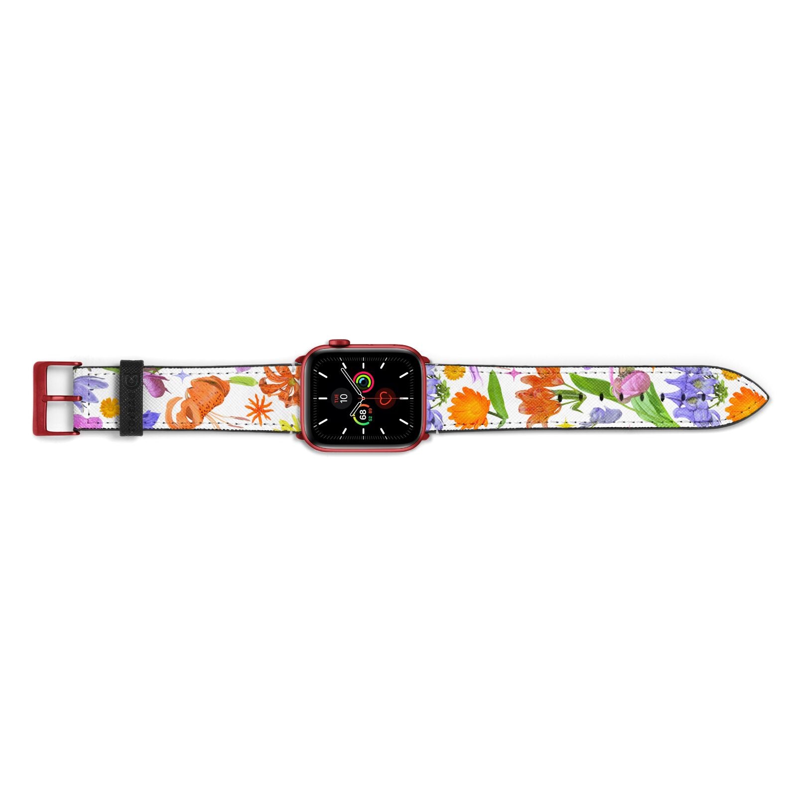 Floral Mix Apple Watch Strap Landscape Image Red Hardware