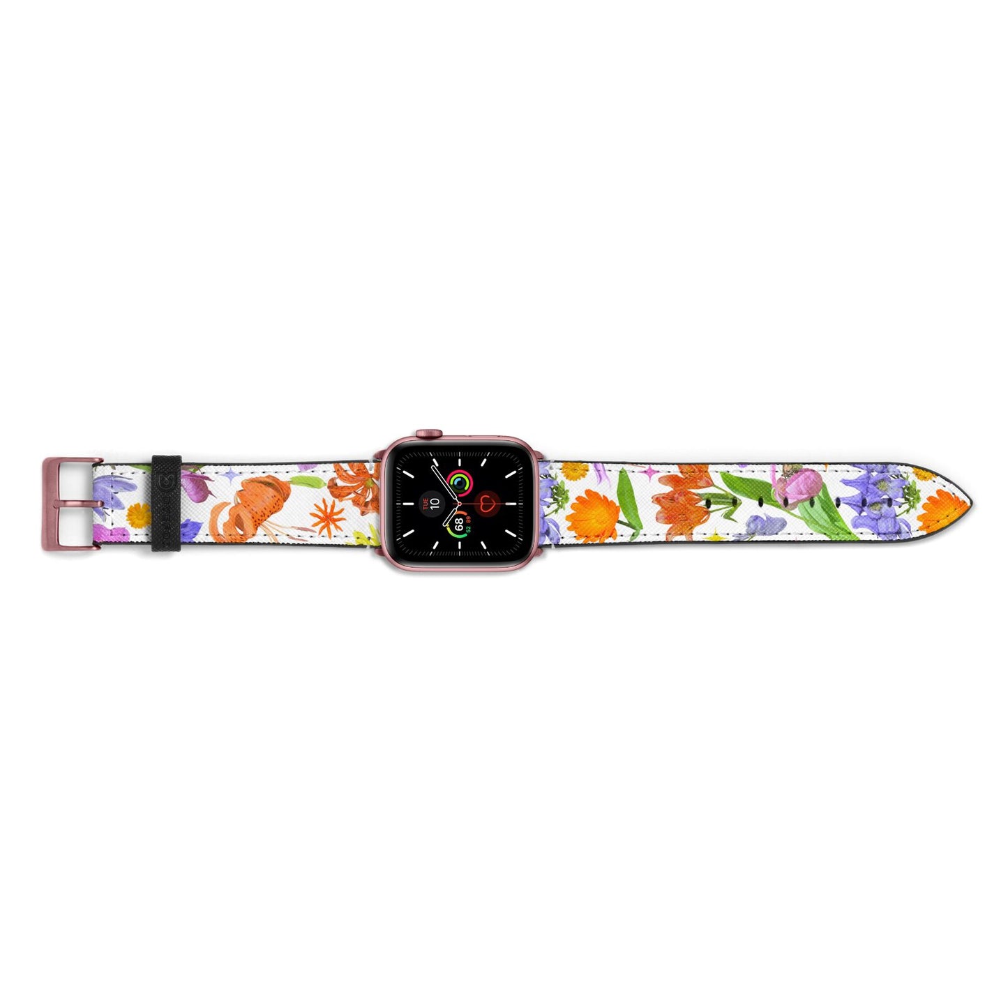 Floral Mix Apple Watch Strap Landscape Image Rose Gold Hardware