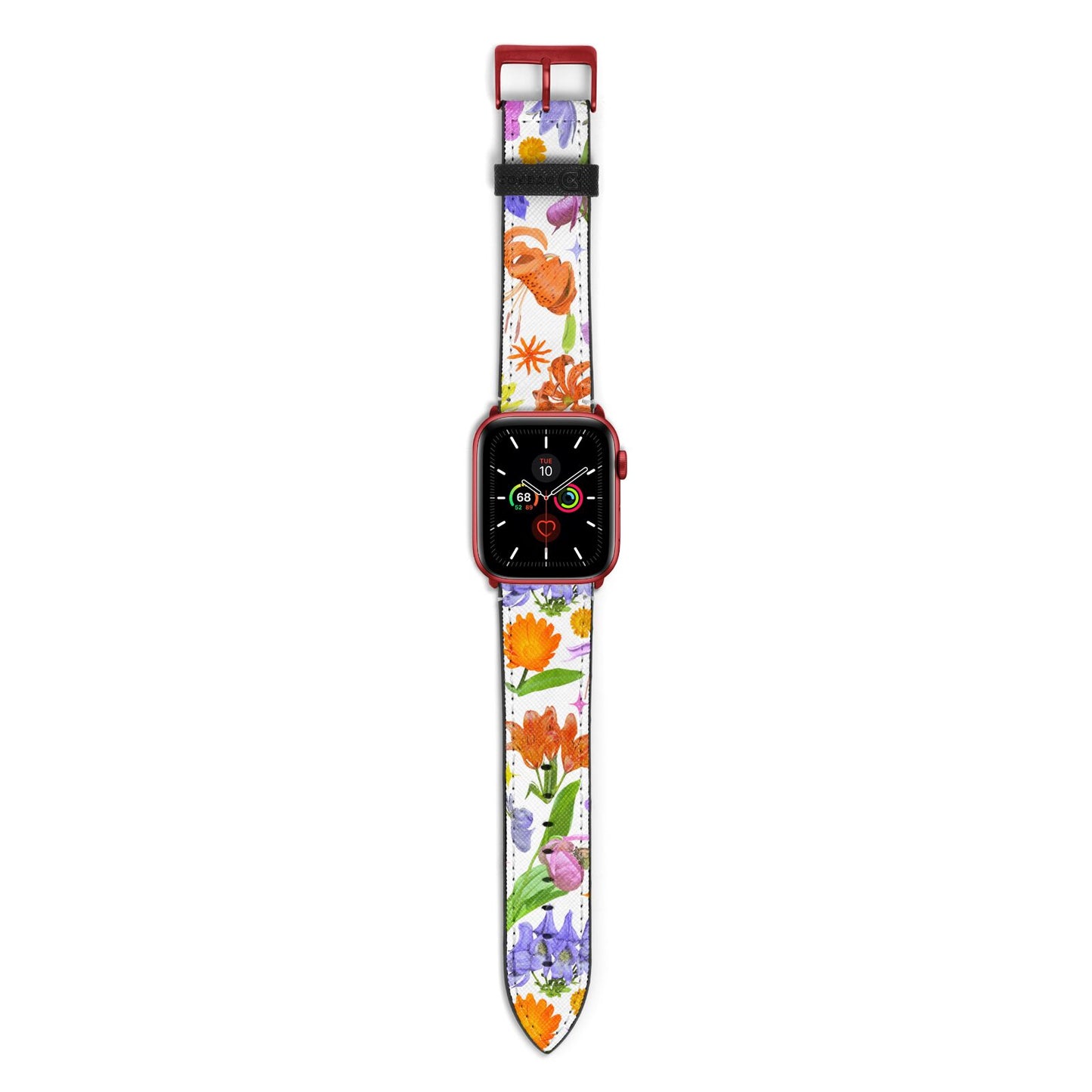 Floral Mix Apple Watch Strap with Red Hardware