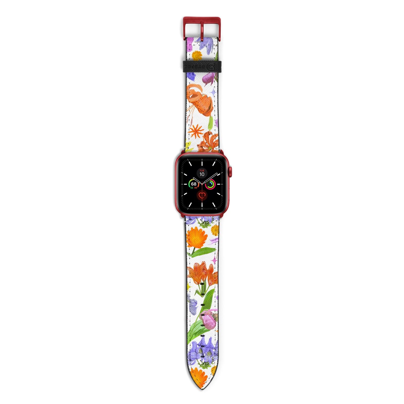 Floral Mix Apple Watch Strap with Red Hardware