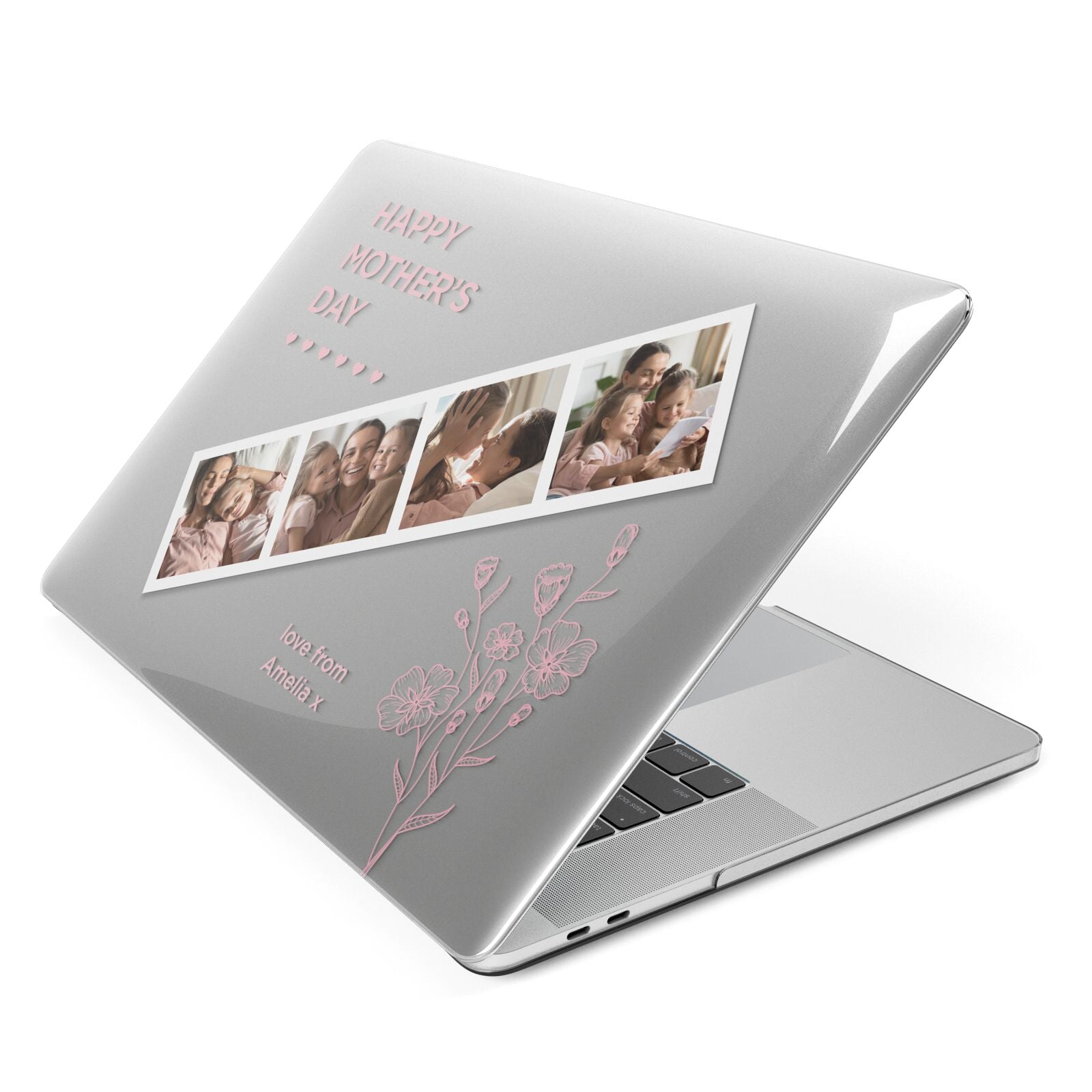 Floral Mothers Day Photo Strip Apple MacBook Case Side View