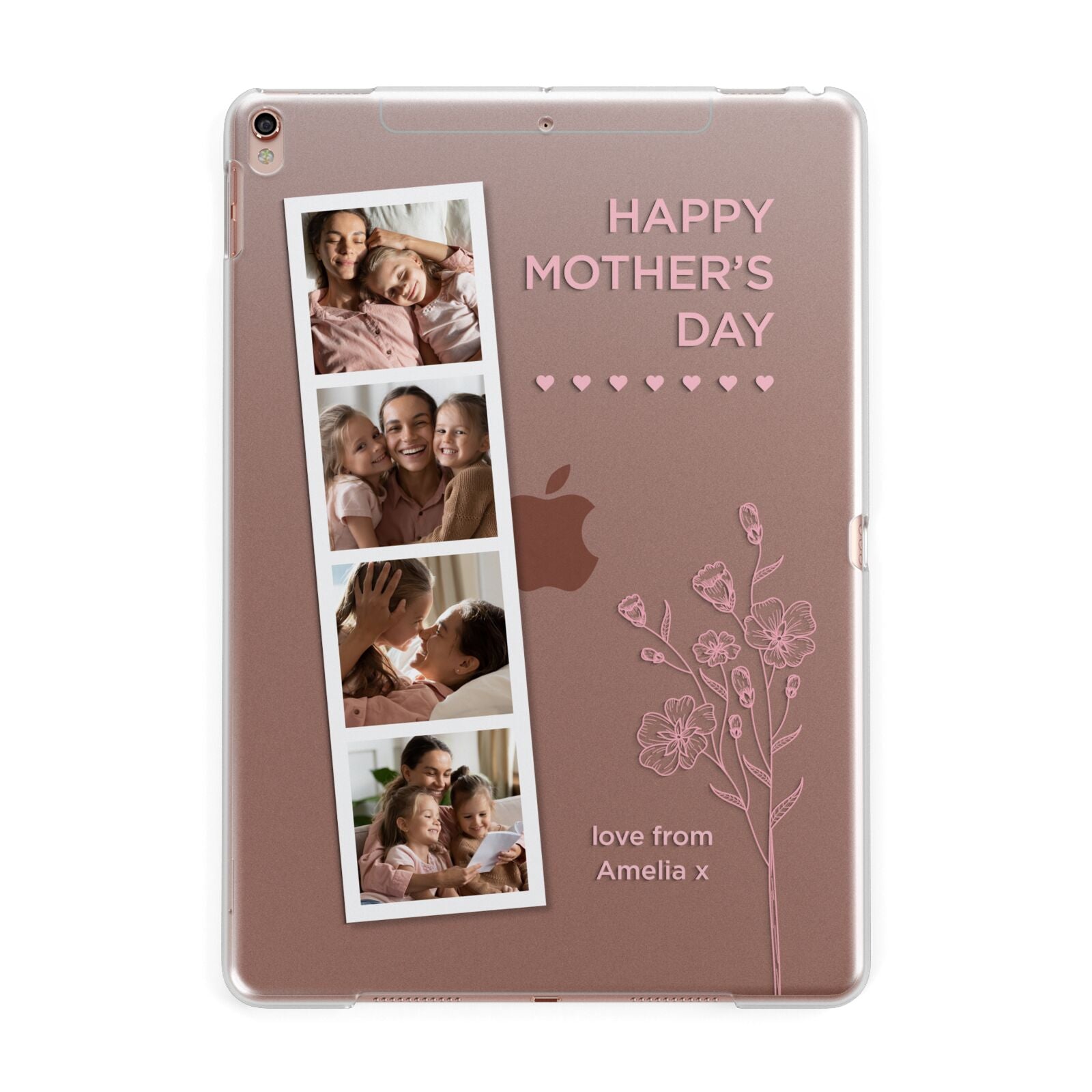 Floral Mothers Day Photo Strip Apple iPad Rose Gold Case