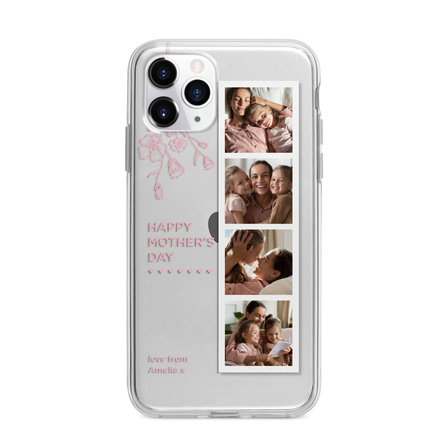 Floral Mothers Day Photo Strip Apple iPhone 11 Pro Max in Silver with Bumper Case