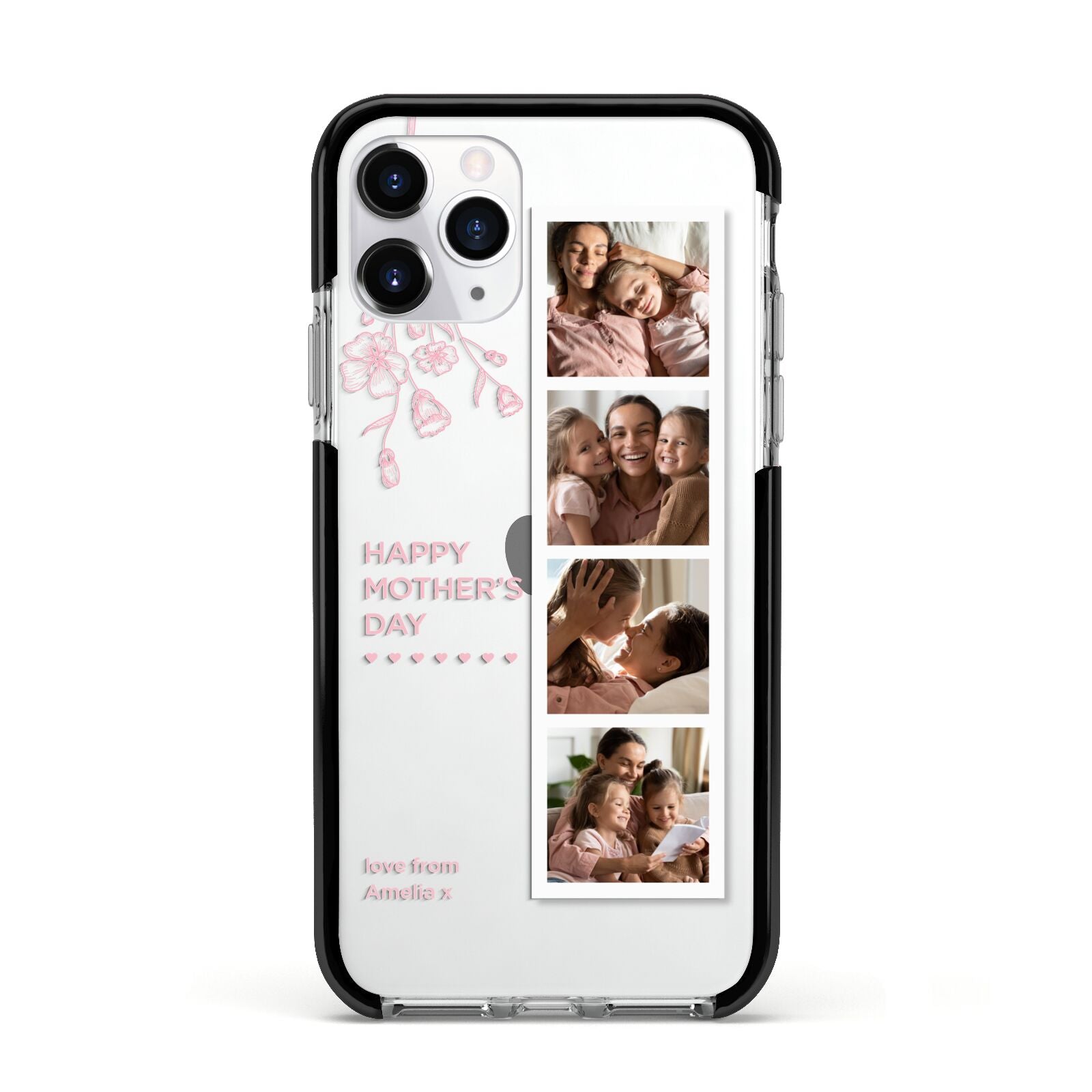 Floral Mothers Day Photo Strip Apple iPhone 11 Pro in Silver with Black Impact Case