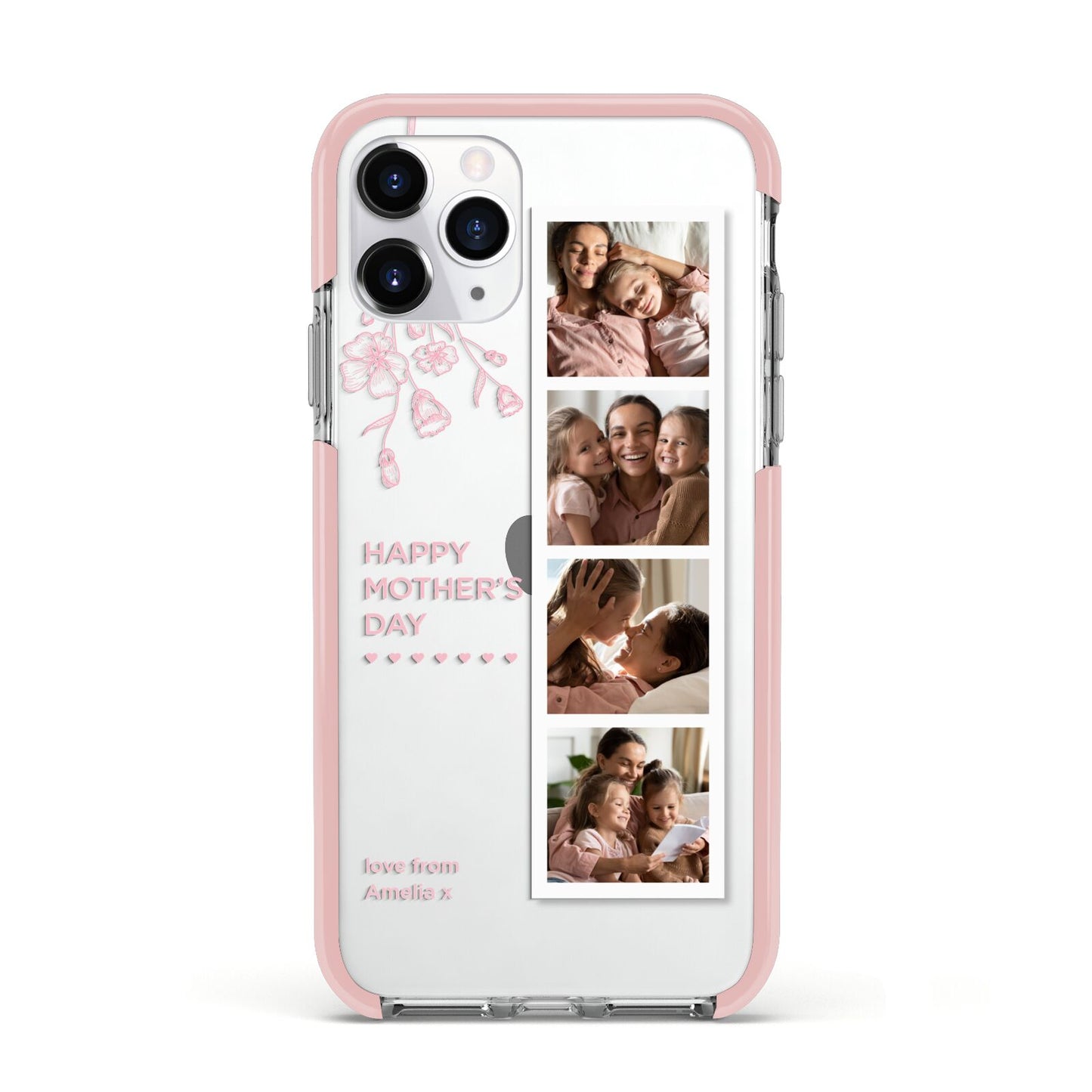 Floral Mothers Day Photo Strip Apple iPhone 11 Pro in Silver with Pink Impact Case