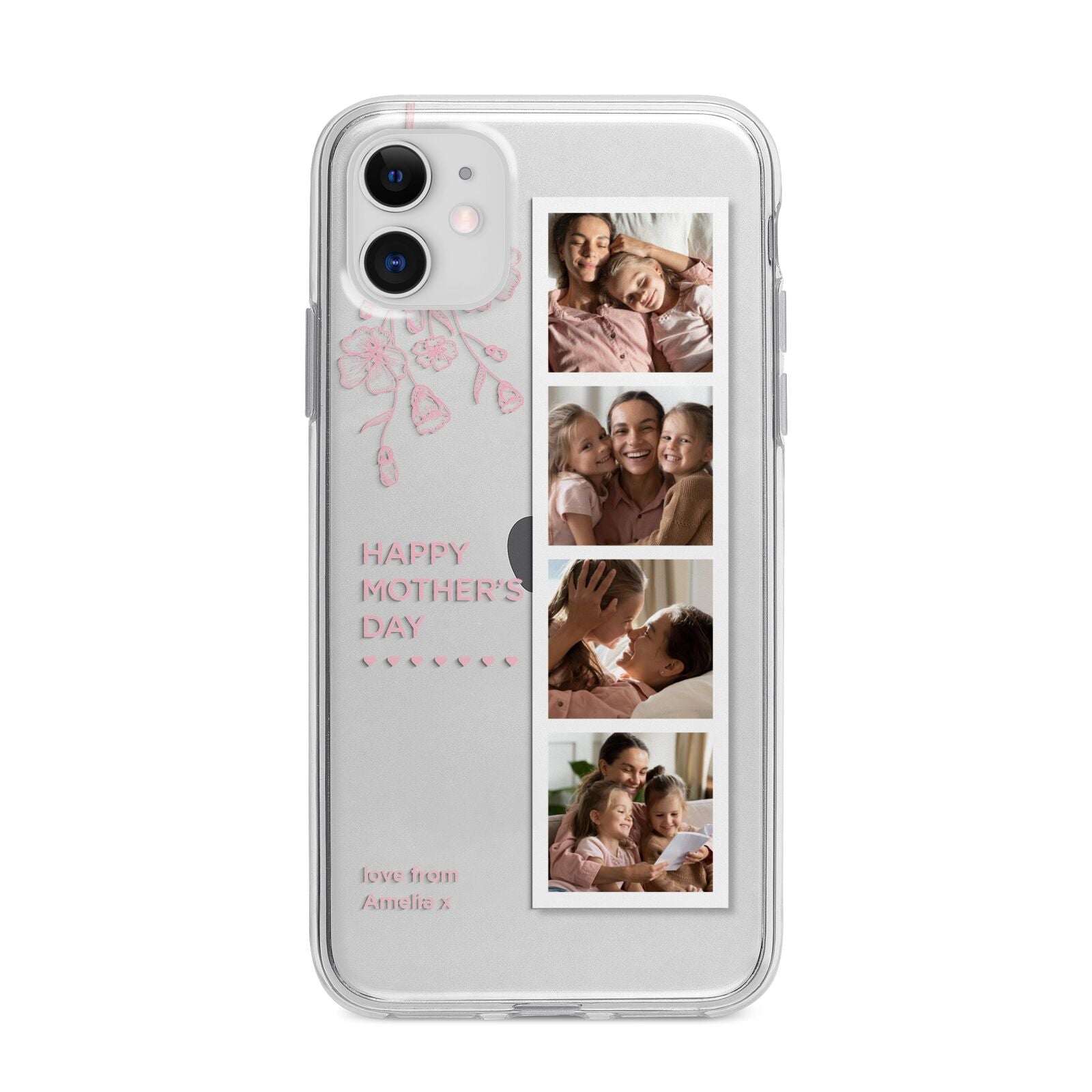 Floral Mothers Day Photo Strip Apple iPhone 11 in White with Bumper Case