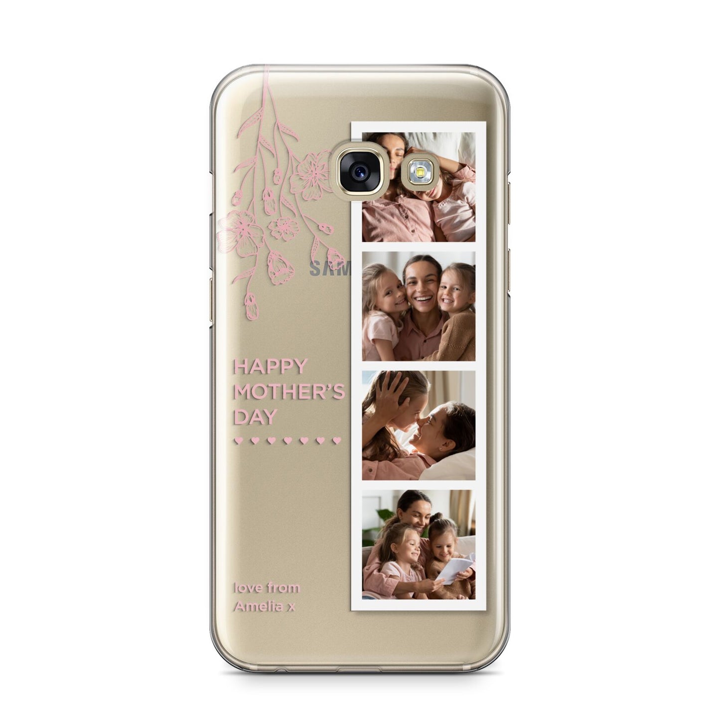 Floral Mothers Day Photo Strip Samsung Galaxy A3 2017 Case on gold phone