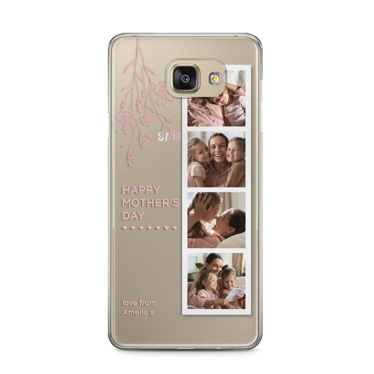 Floral Mothers Day Photo Strip Samsung Galaxy A5 2016 Case on gold phone