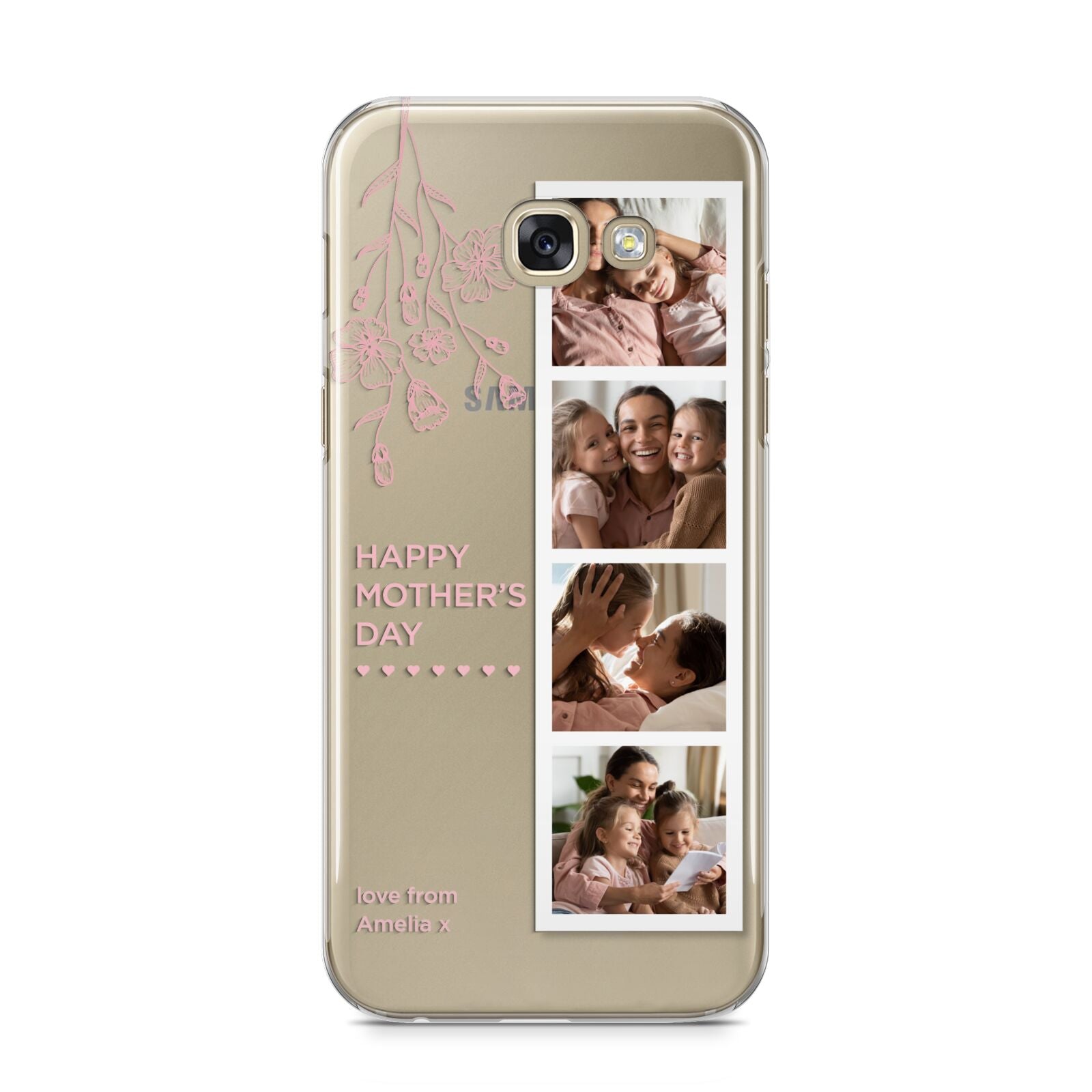 Floral Mothers Day Photo Strip Samsung Galaxy A5 2017 Case on gold phone