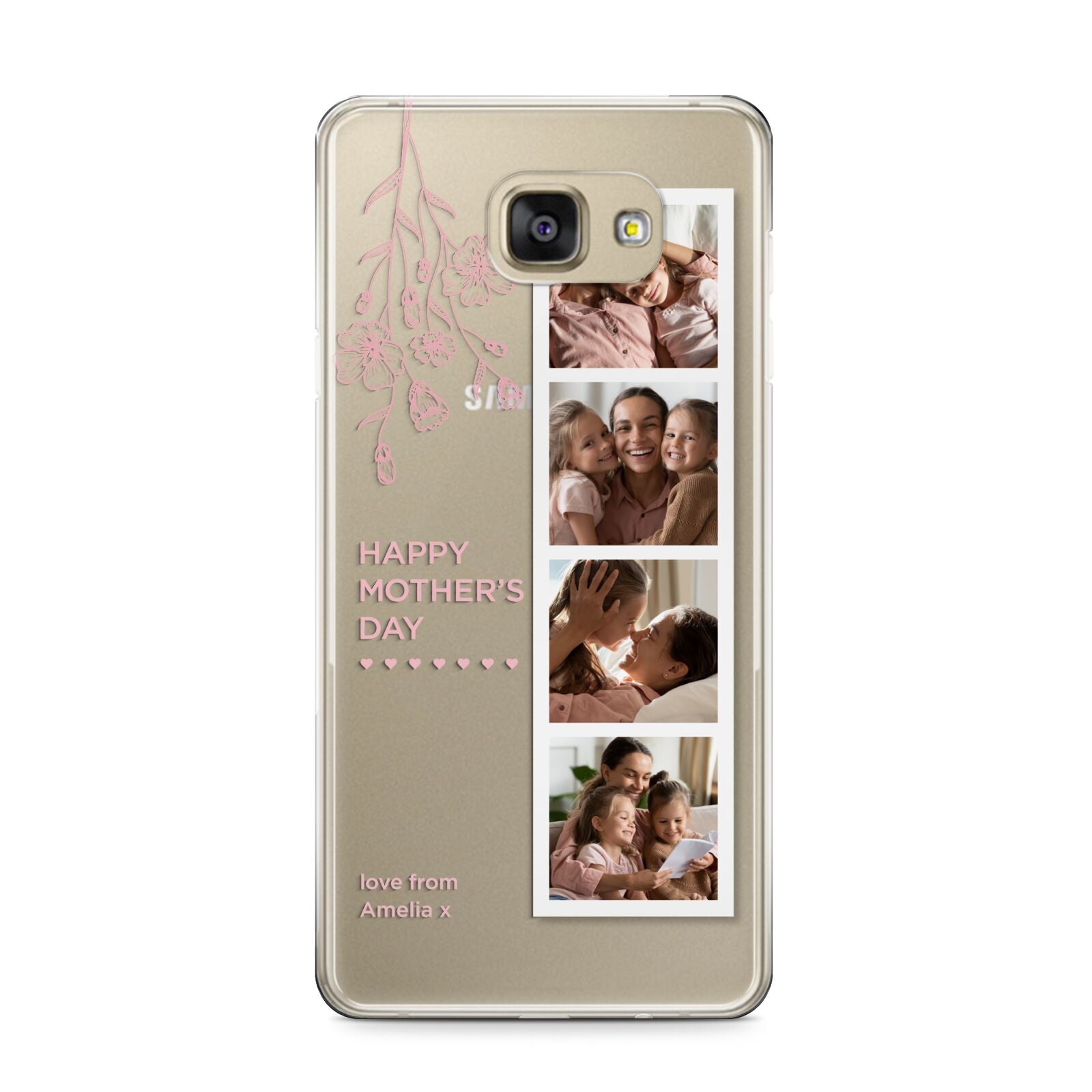 Floral Mothers Day Photo Strip Samsung Galaxy A9 2016 Case on gold phone