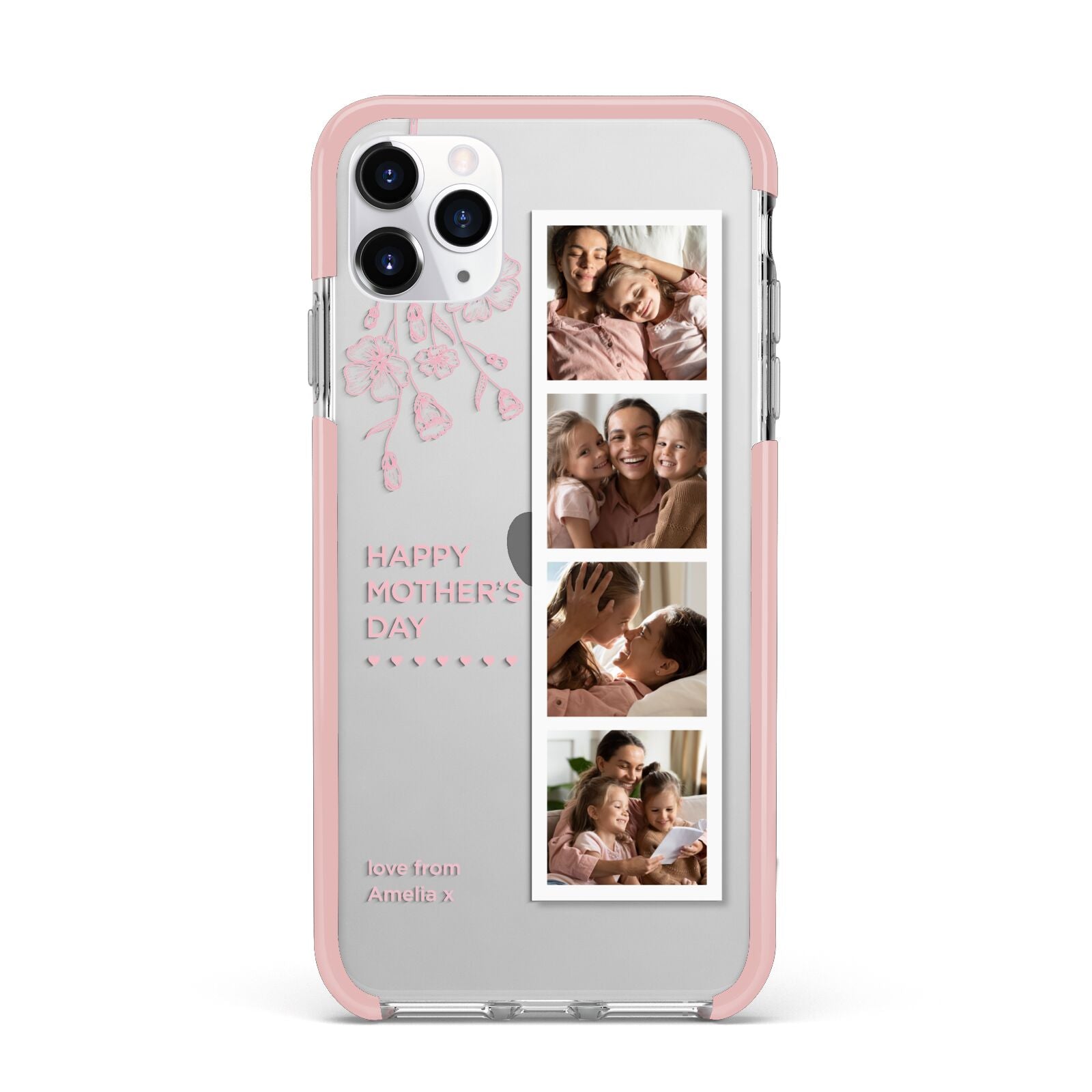 Floral Mothers Day Photo Strip iPhone 11 Pro Max Impact Pink Edge Case