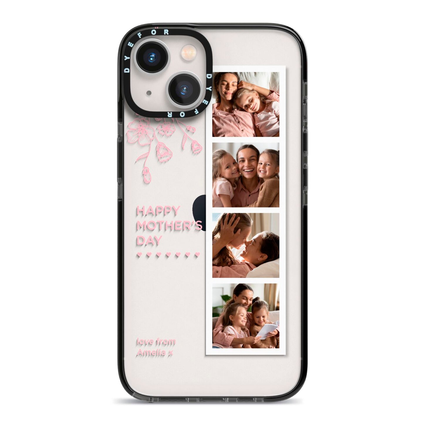 Floral Mothers Day Photo Strip iPhone 13 Black Impact Case on Silver phone