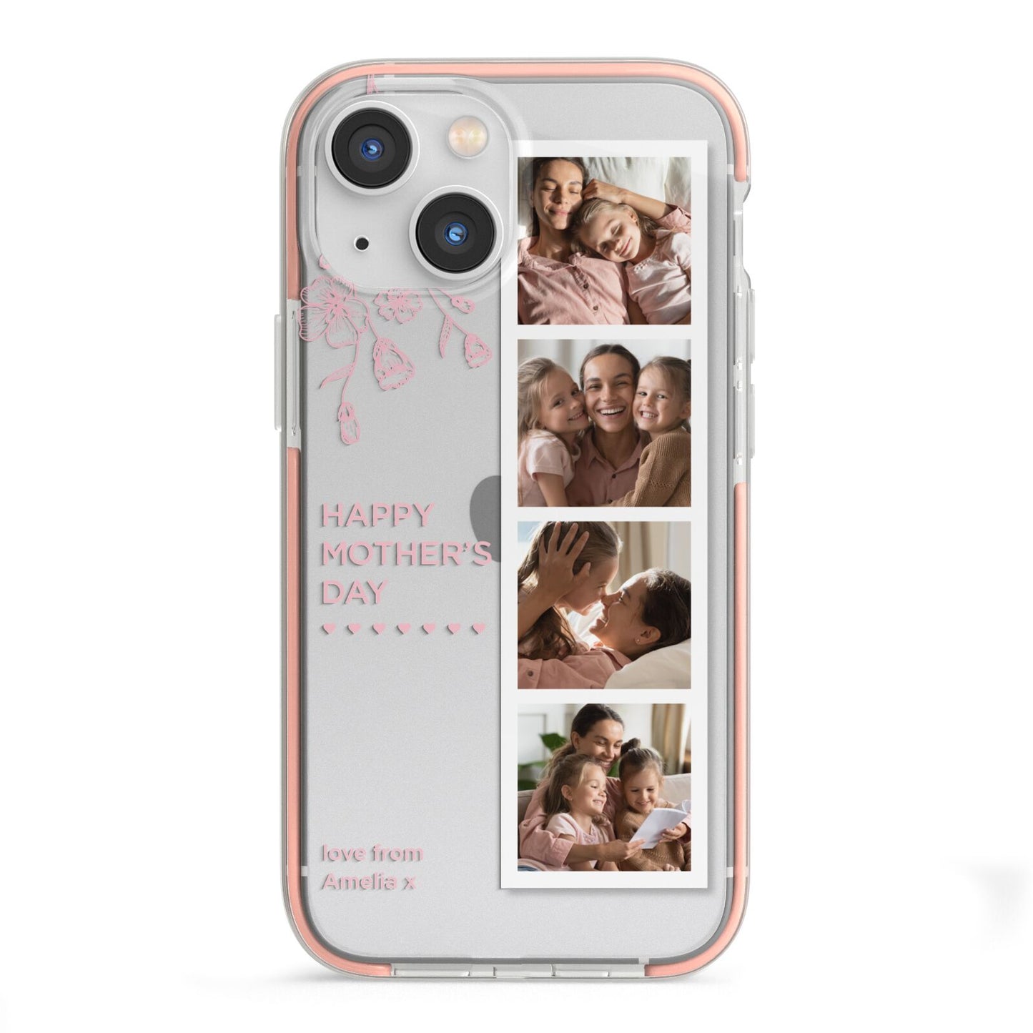 Floral Mothers Day Photo Strip iPhone 13 Mini TPU Impact Case with Pink Edges