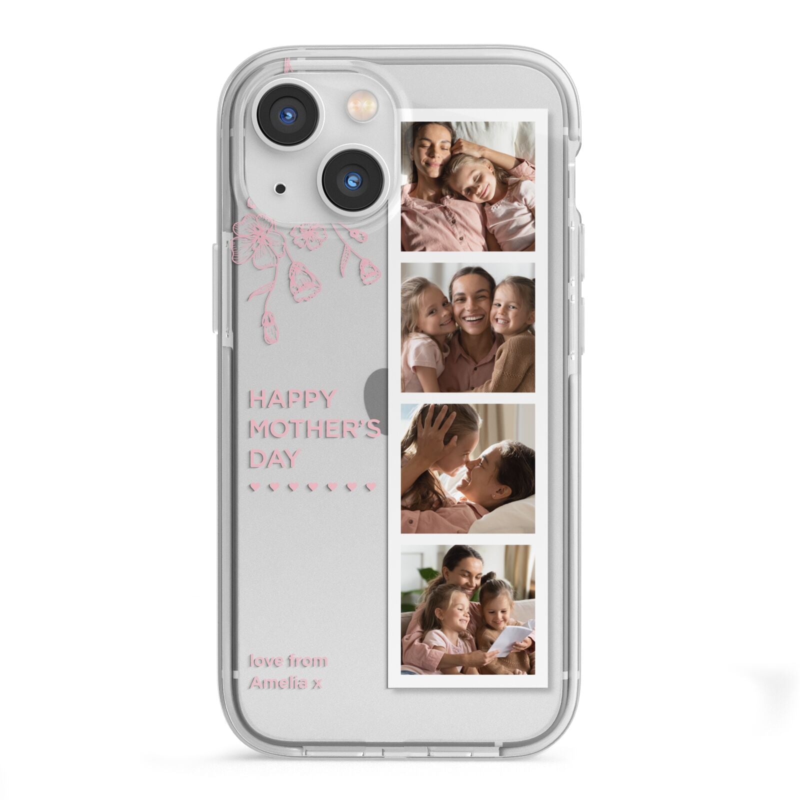 Floral Mothers Day Photo Strip iPhone 13 Mini TPU Impact Case with White Edges