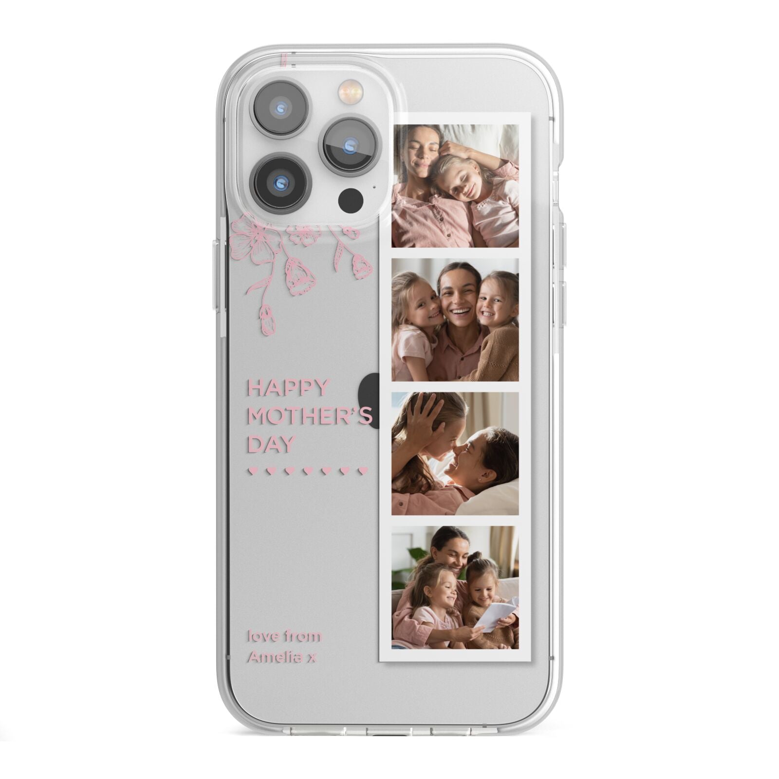 Floral Mothers Day Photo Strip iPhone 13 Pro Max TPU Impact Case with White Edges