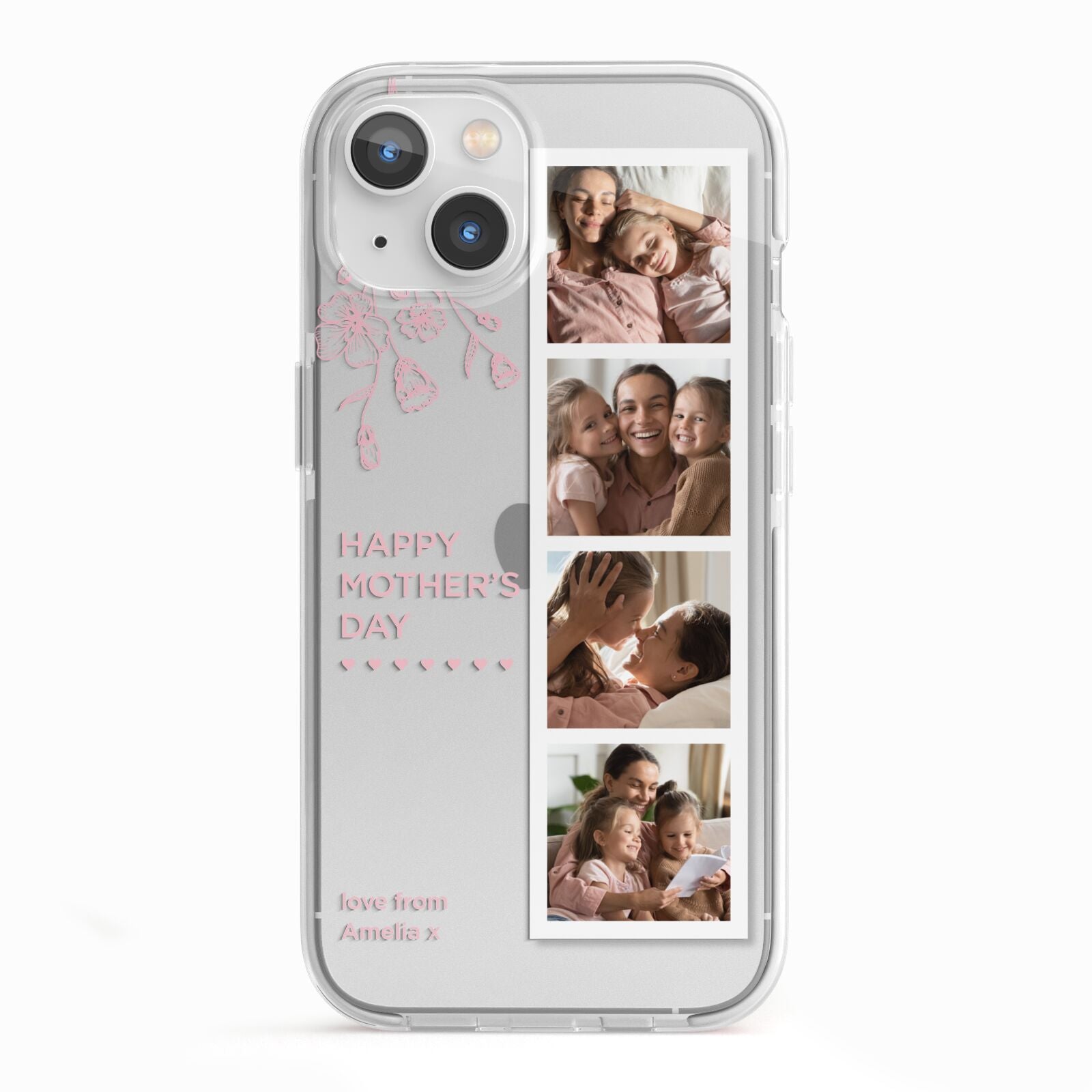 Floral Mothers Day Photo Strip iPhone 13 TPU Impact Case with White Edges