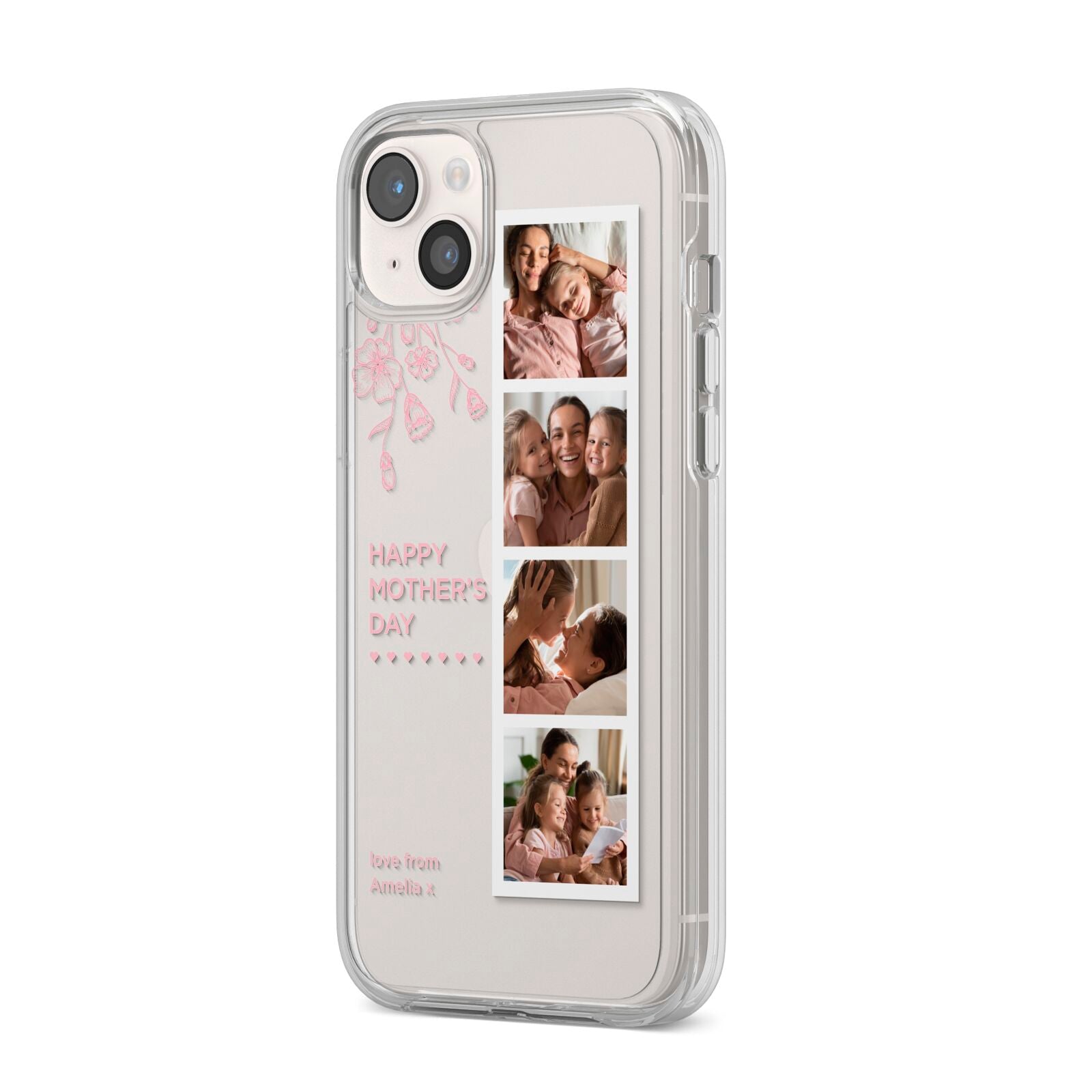 Floral Mothers Day Photo Strip iPhone 14 Plus Clear Tough Case Starlight Angled Image