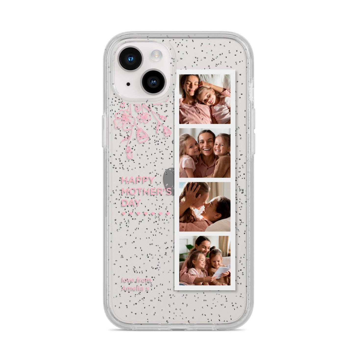 Floral Mothers Day Photo Strip iPhone 14 Plus Glitter Tough Case Starlight