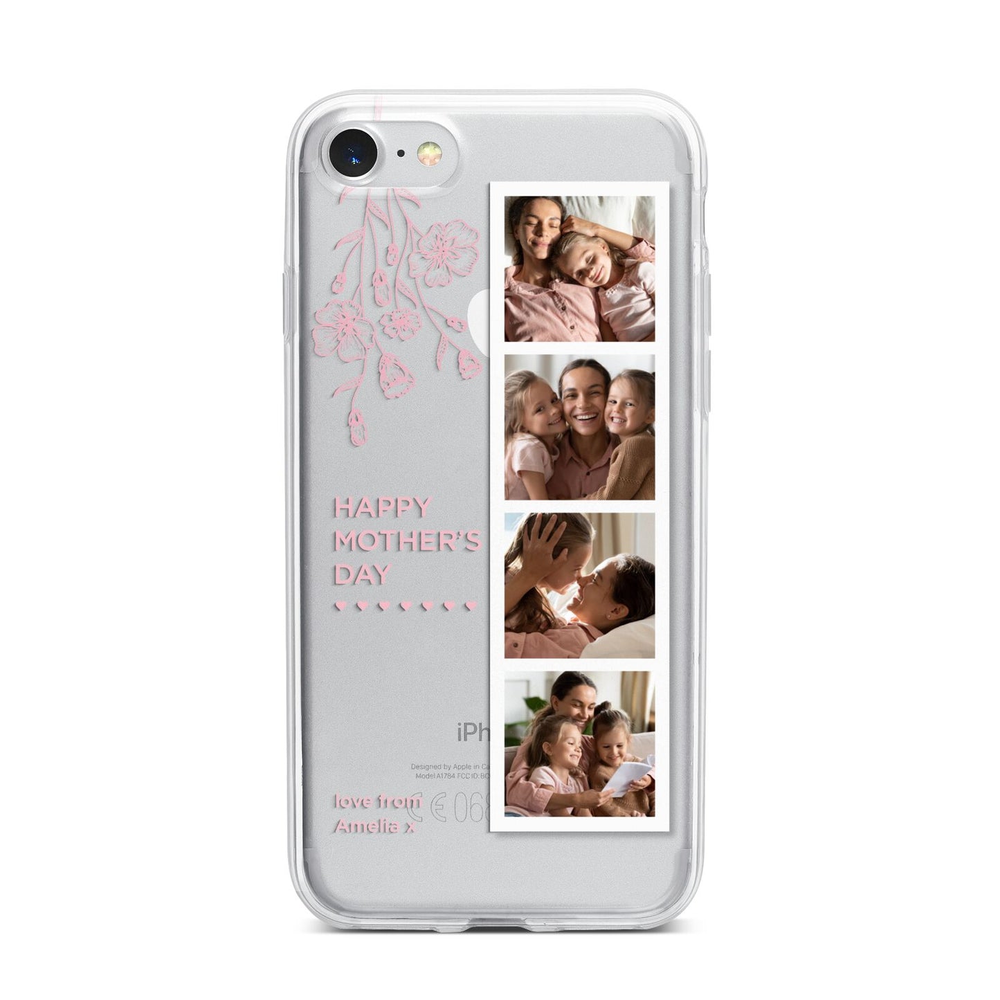 Floral Mothers Day Photo Strip iPhone 7 Bumper Case on Silver iPhone