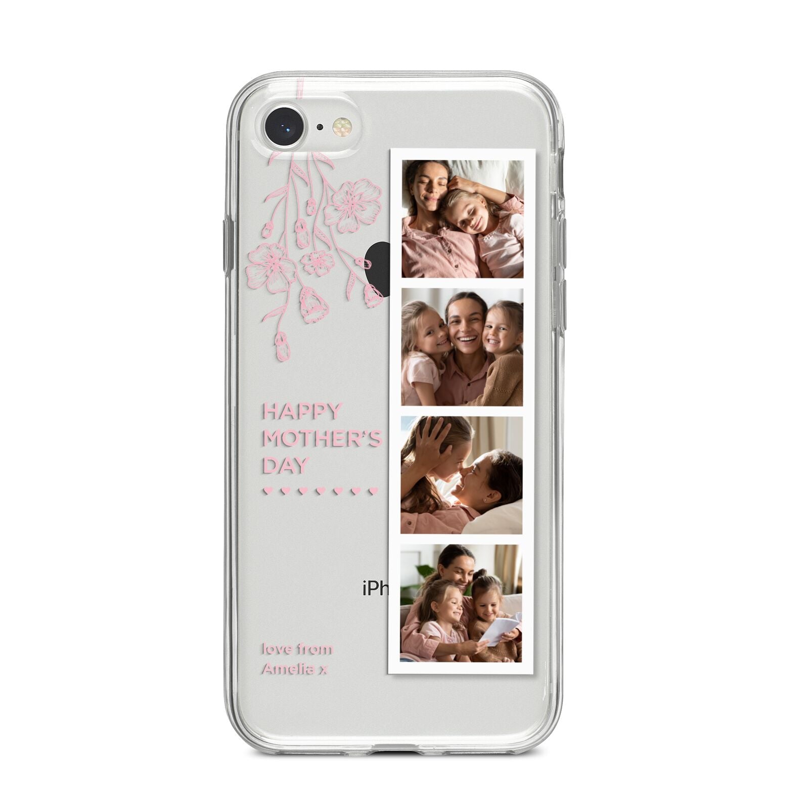 Floral Mothers Day Photo Strip iPhone 8 Bumper Case on Silver iPhone