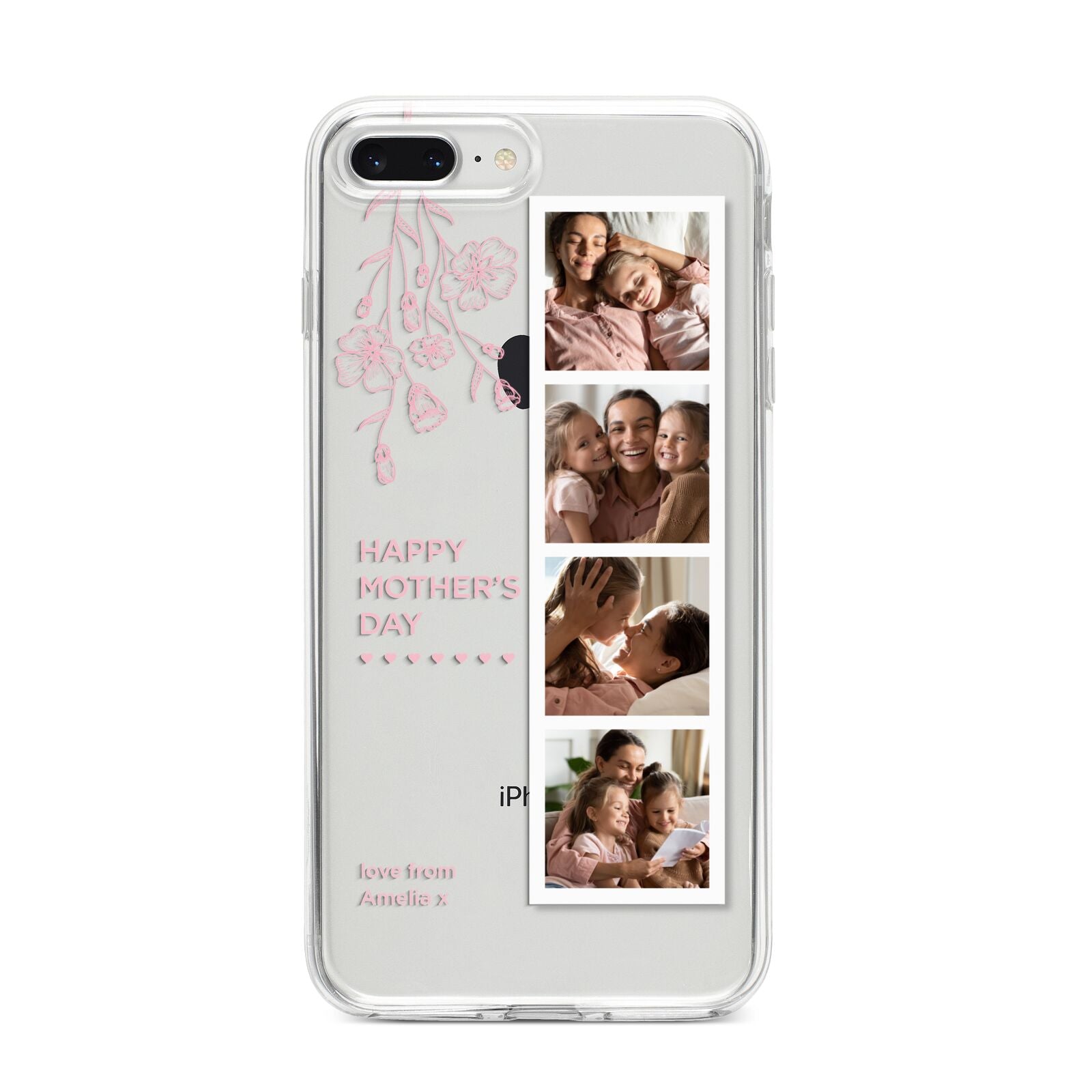 Floral Mothers Day Photo Strip iPhone 8 Plus Bumper Case on Silver iPhone