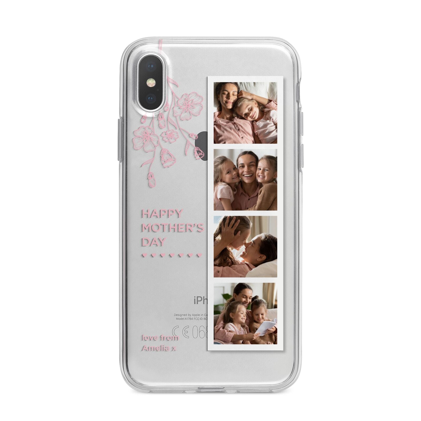 Floral Mothers Day Photo Strip iPhone X Bumper Case on Silver iPhone Alternative Image 1