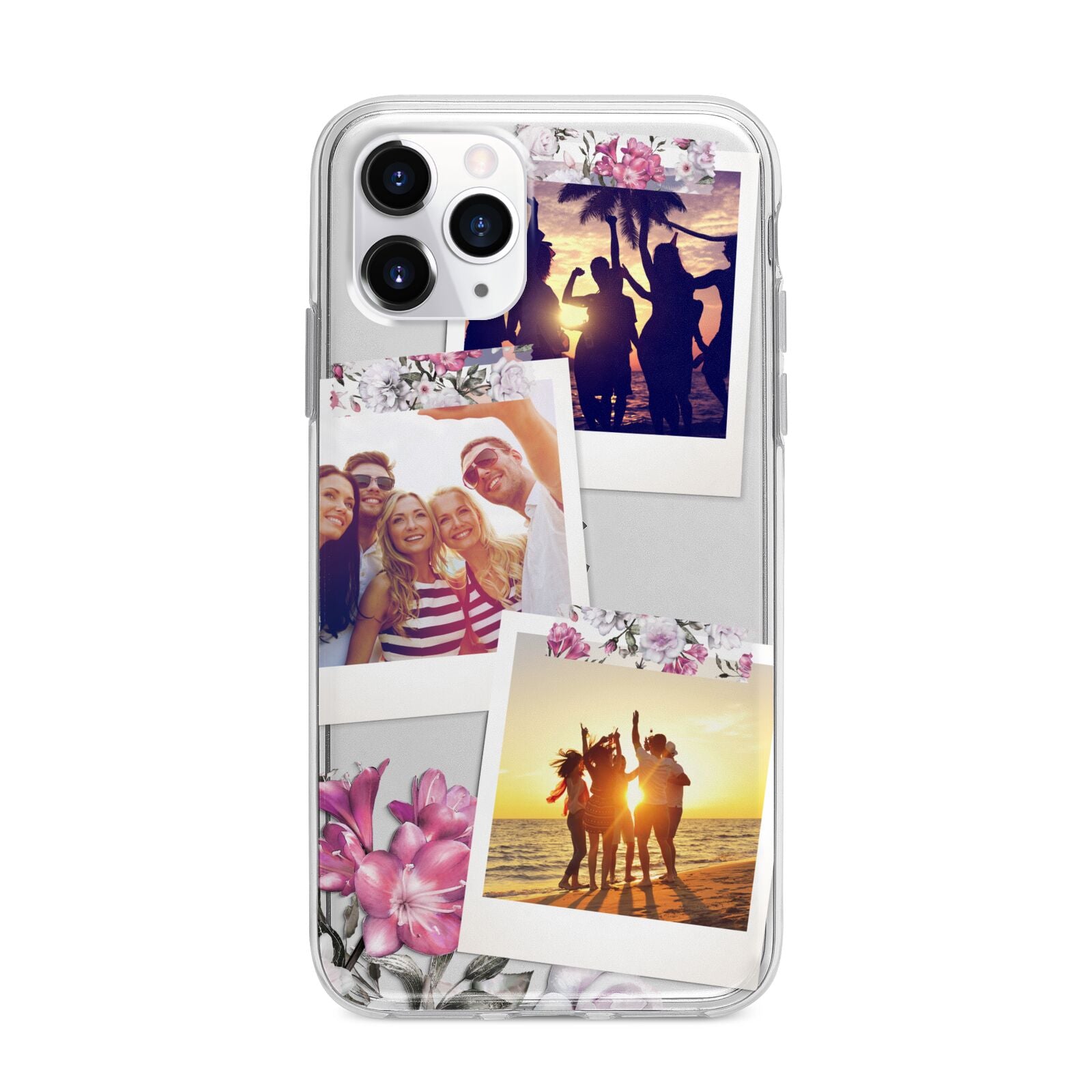 Floral Photo Montage Upload Apple iPhone 11 Pro Max in Silver with Bumper Case